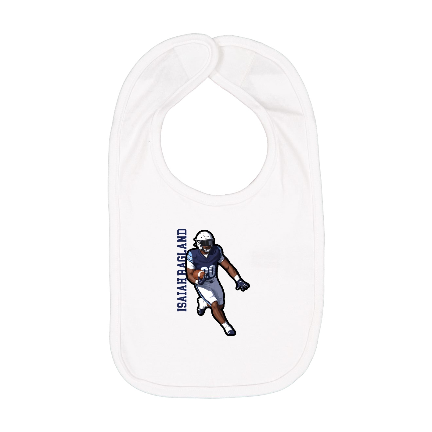 Infant Bib — Name Vertical in White
