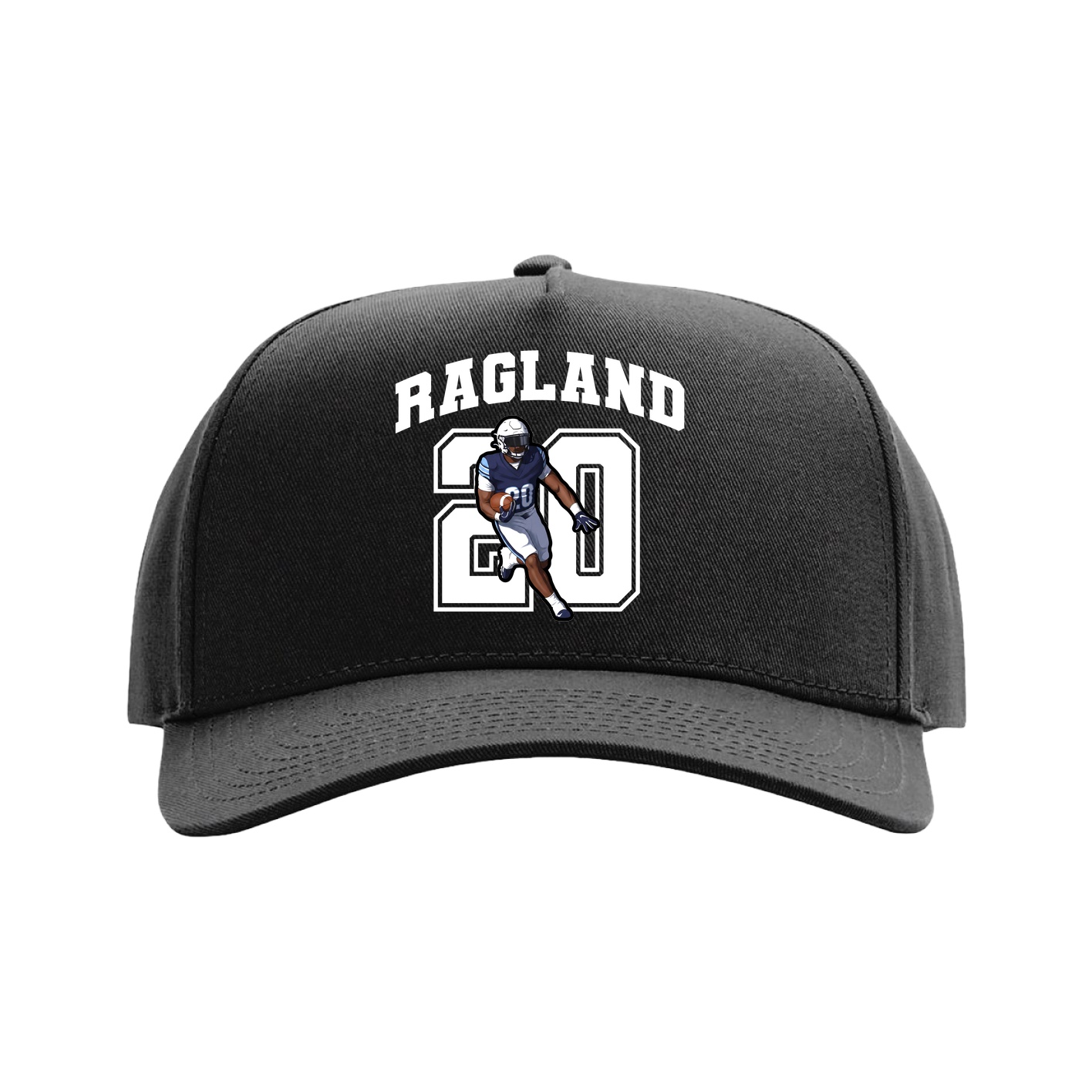 Full Fabric Five-Panel Champ Cap — Number in Black