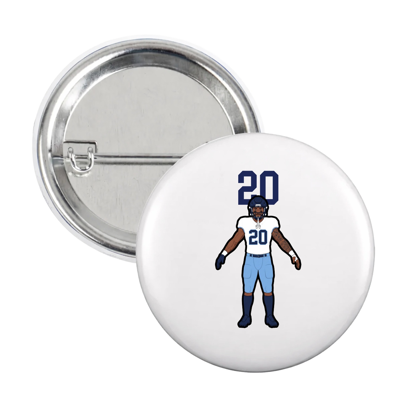 Game Day Button — Number Top in White
