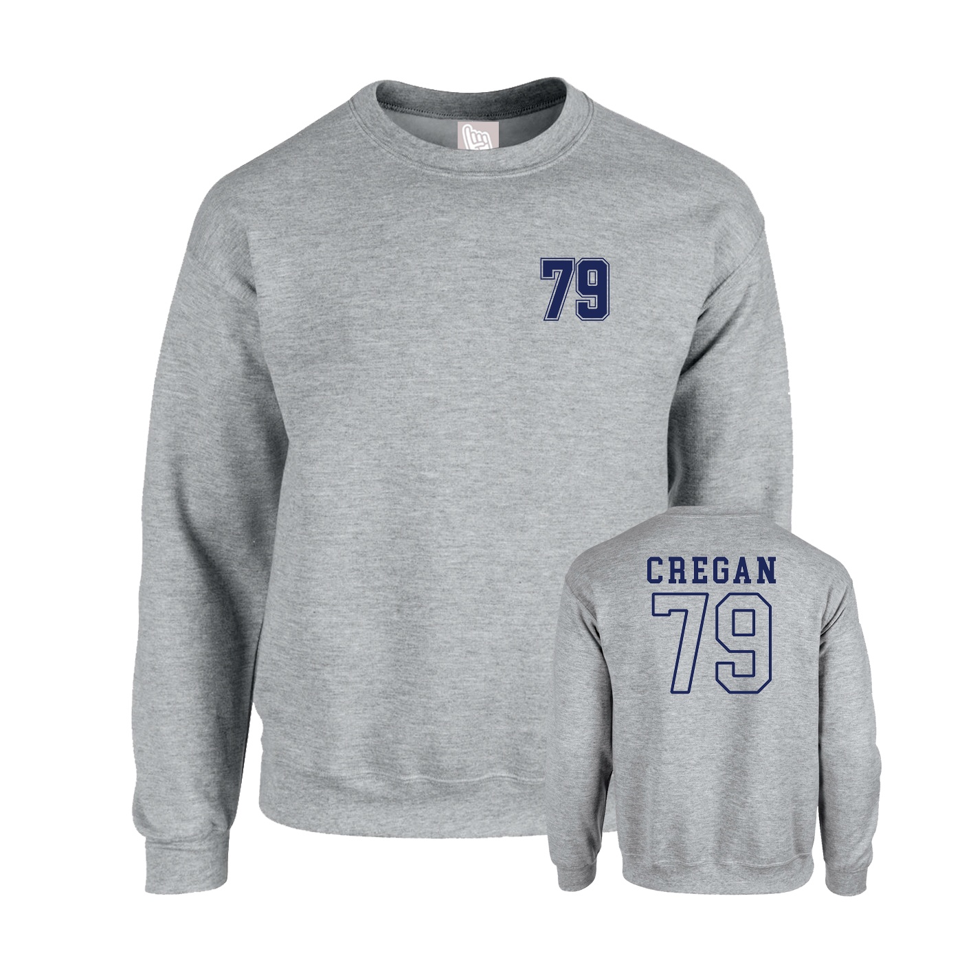 Fleece Crew — Chest Back in Grey