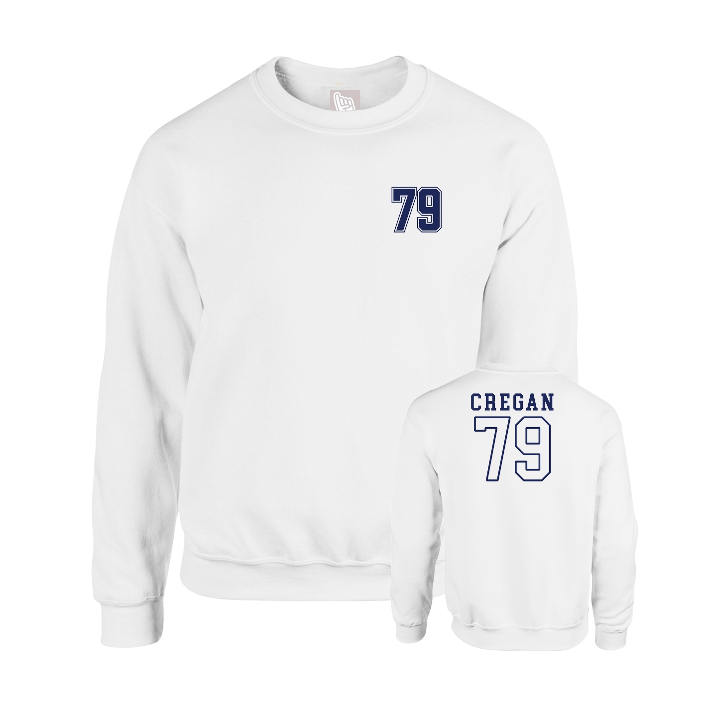 Fleece Crew — Chest Back in White