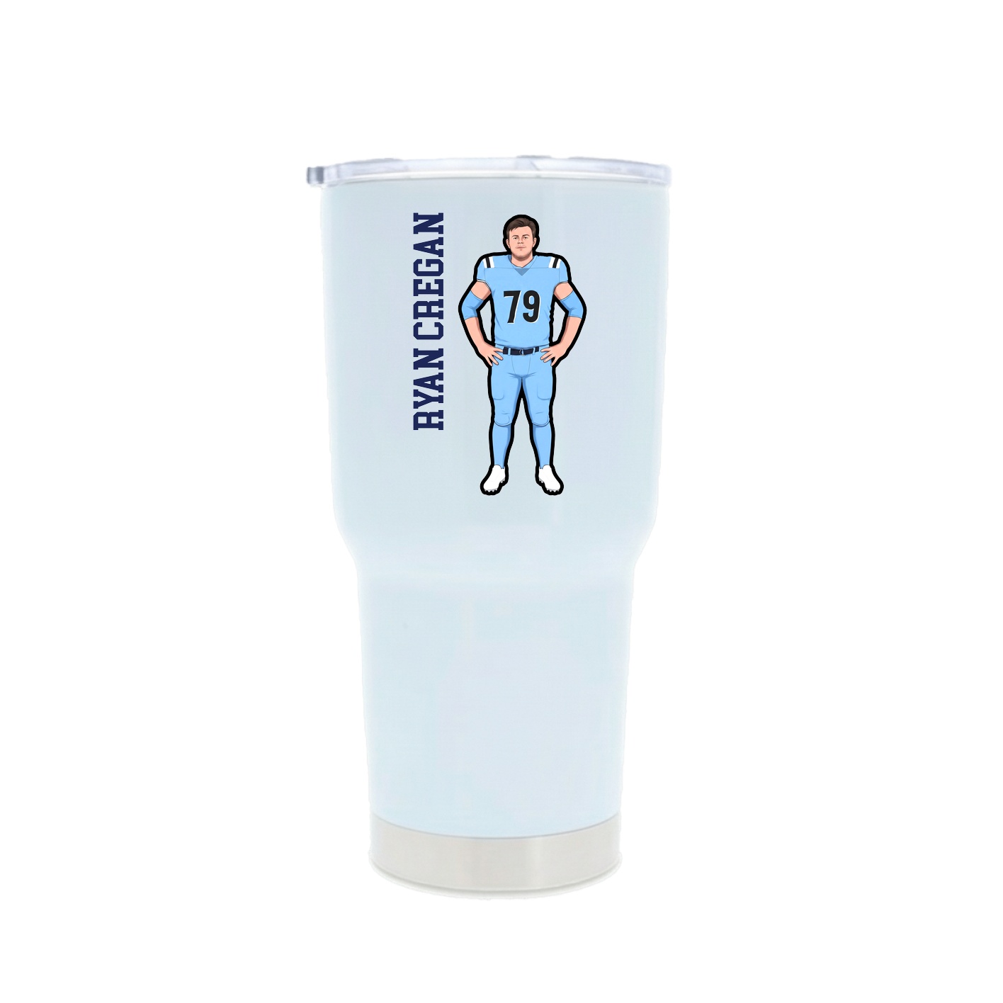 30oz Stainless Steel Tumbler — Name Vertical in White