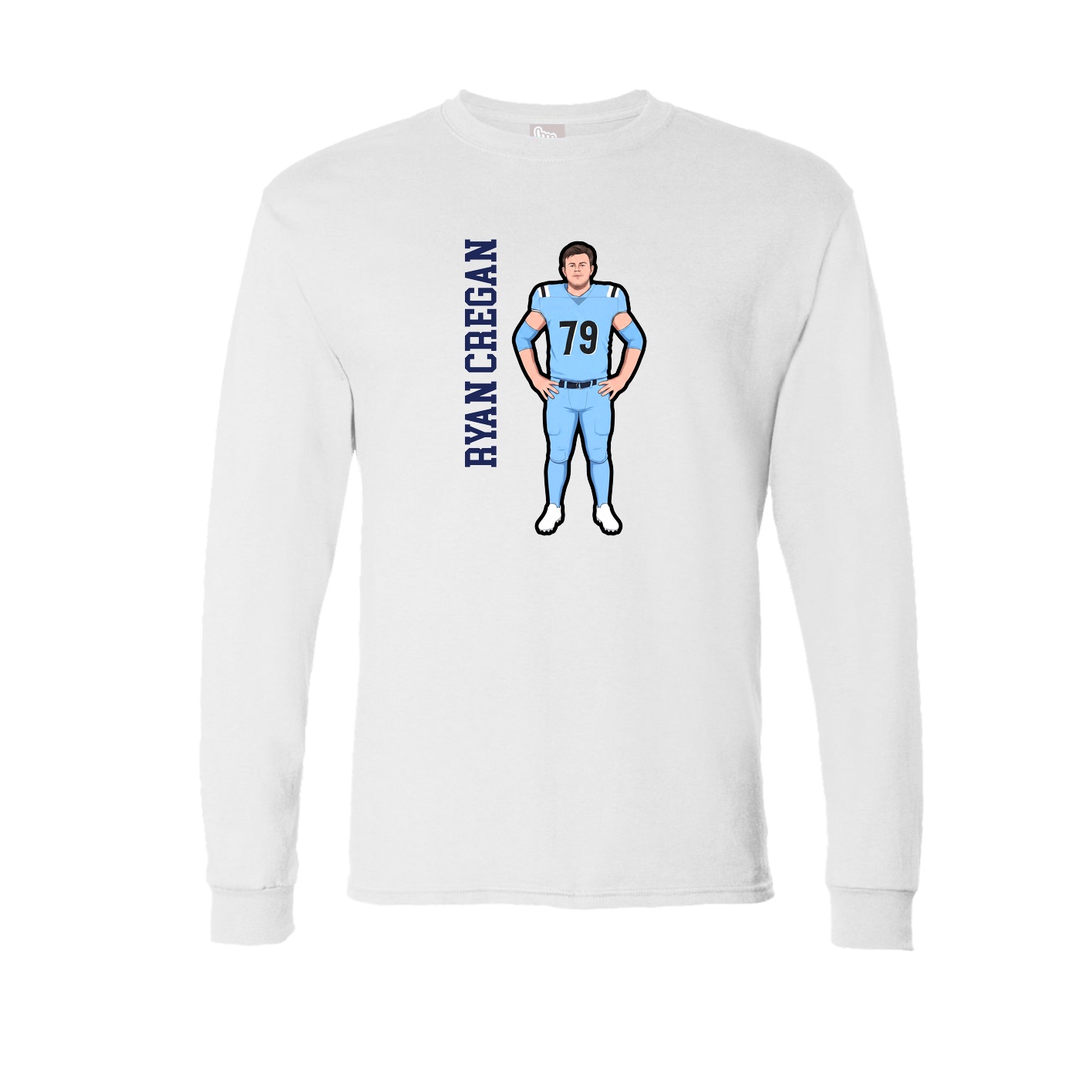 Long Sleeve Tee — Name Vertical in White