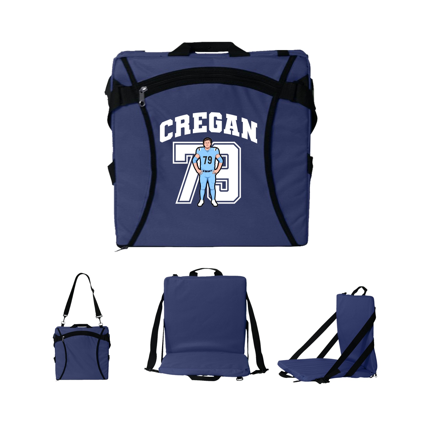 Folding Stadium Seat — Number in Navy
