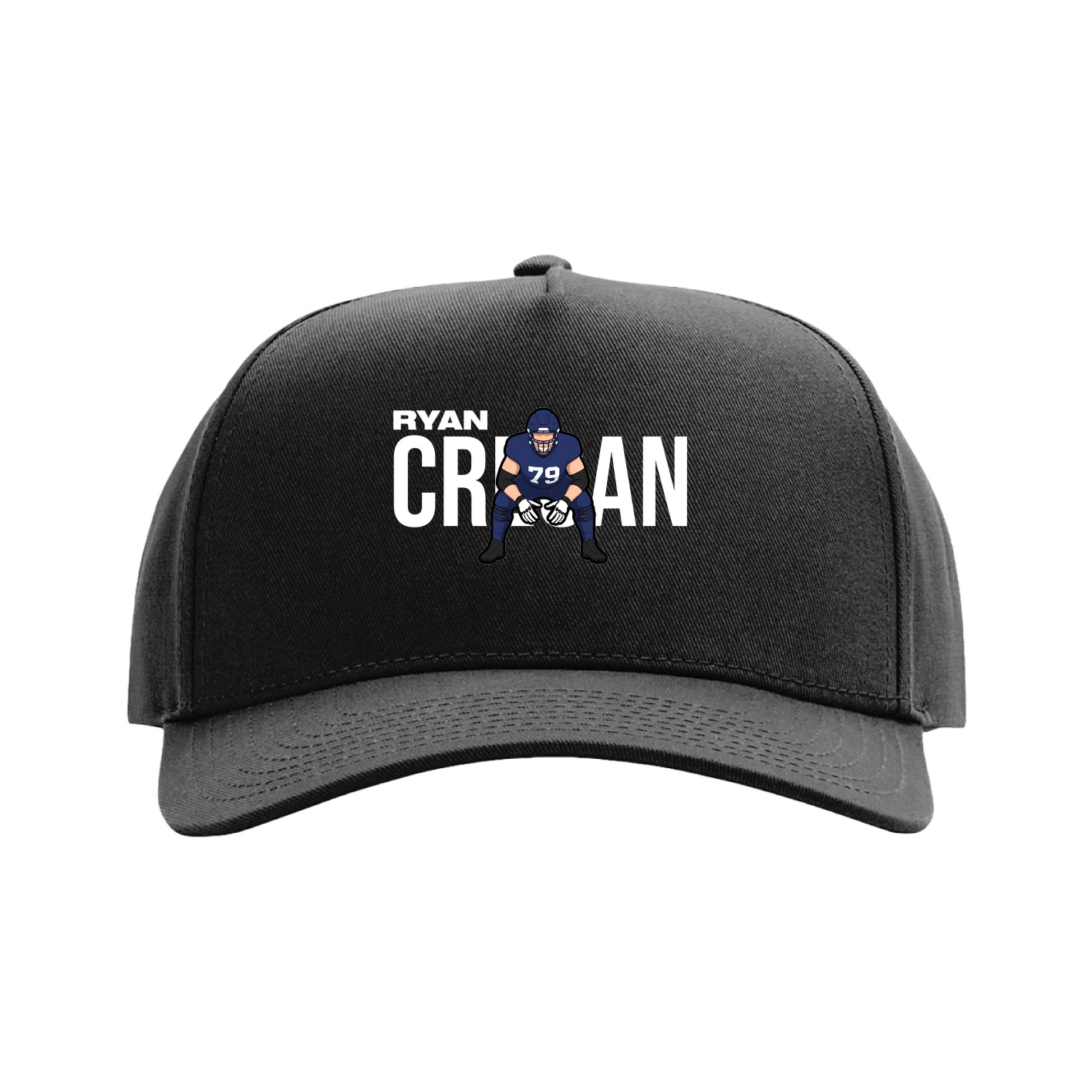 Full Fabric Five-Panel Champ Cap — Player Name in Black