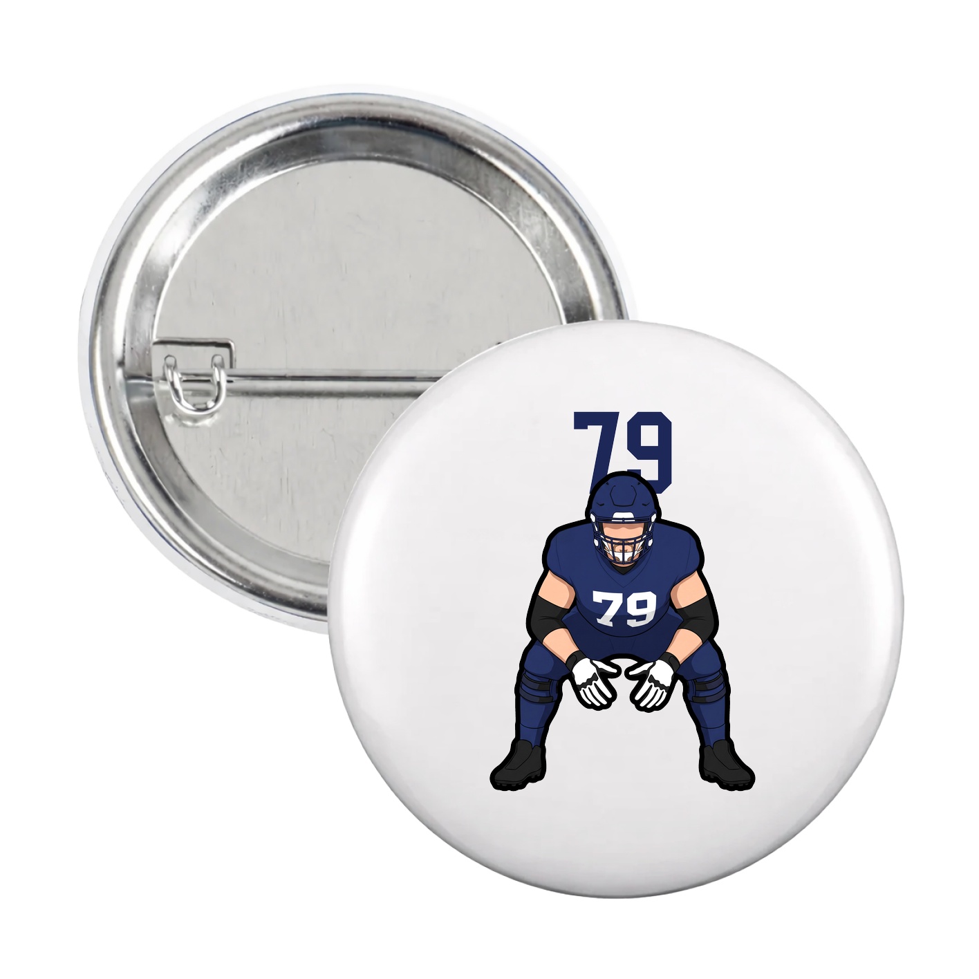 Game Day Button — Number Top in White