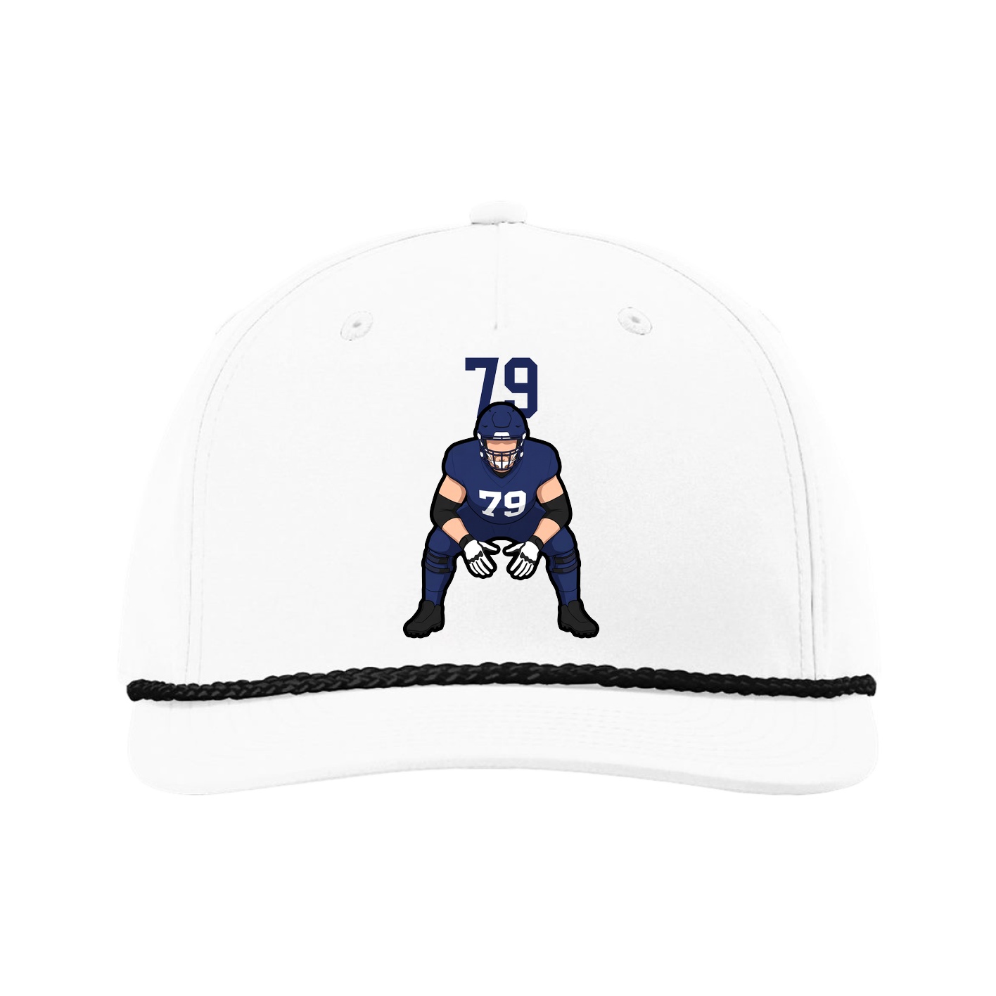 Five-Panel Classic Rope Cap — Number Top in White