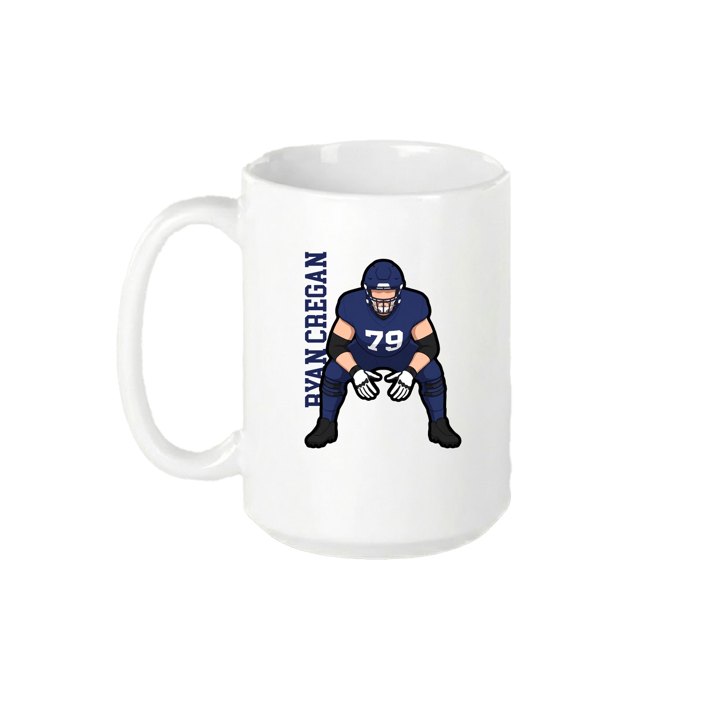 15oz Coffee Mug — Name Vertical in White