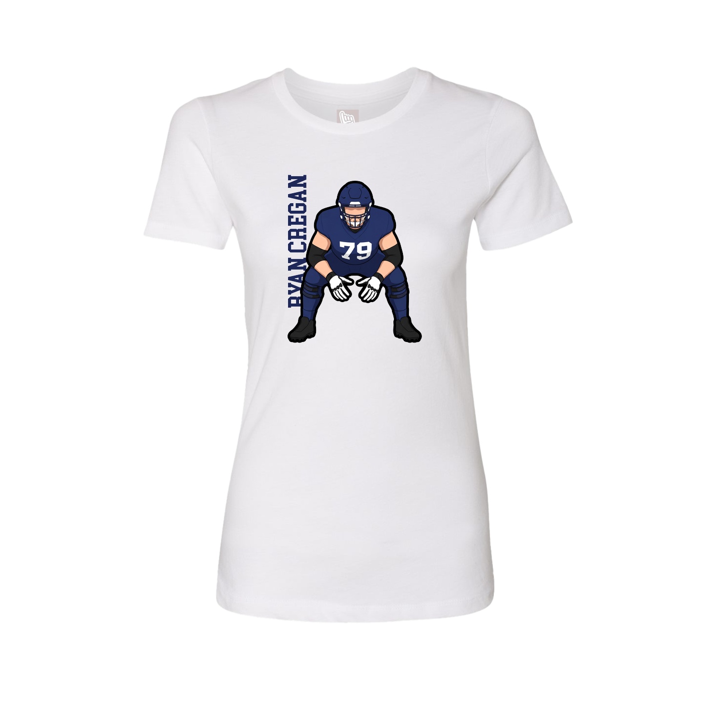 Fitted Women's Tee — Name Vertical in White