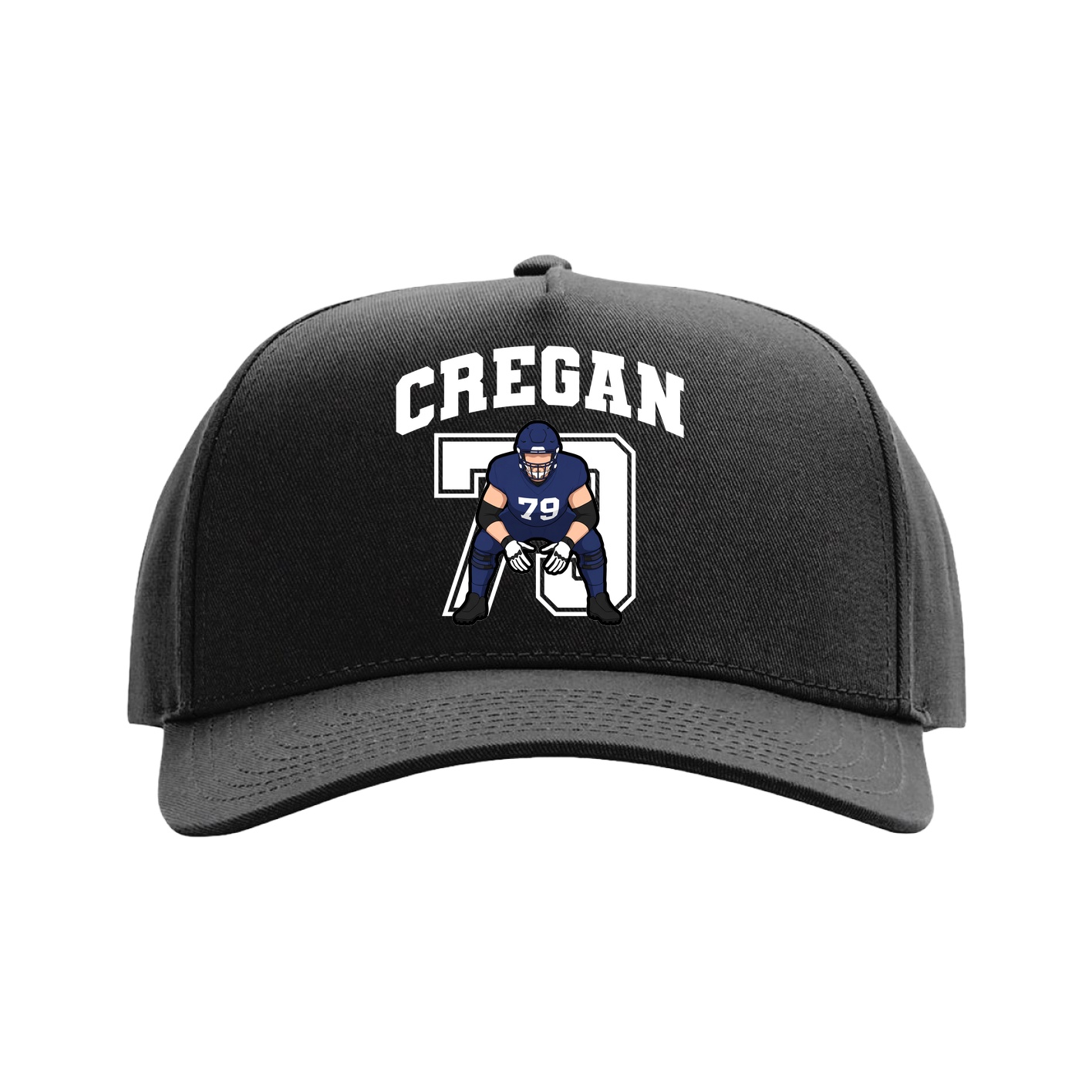 Full Fabric Five-Panel Champ Cap — Number in Black