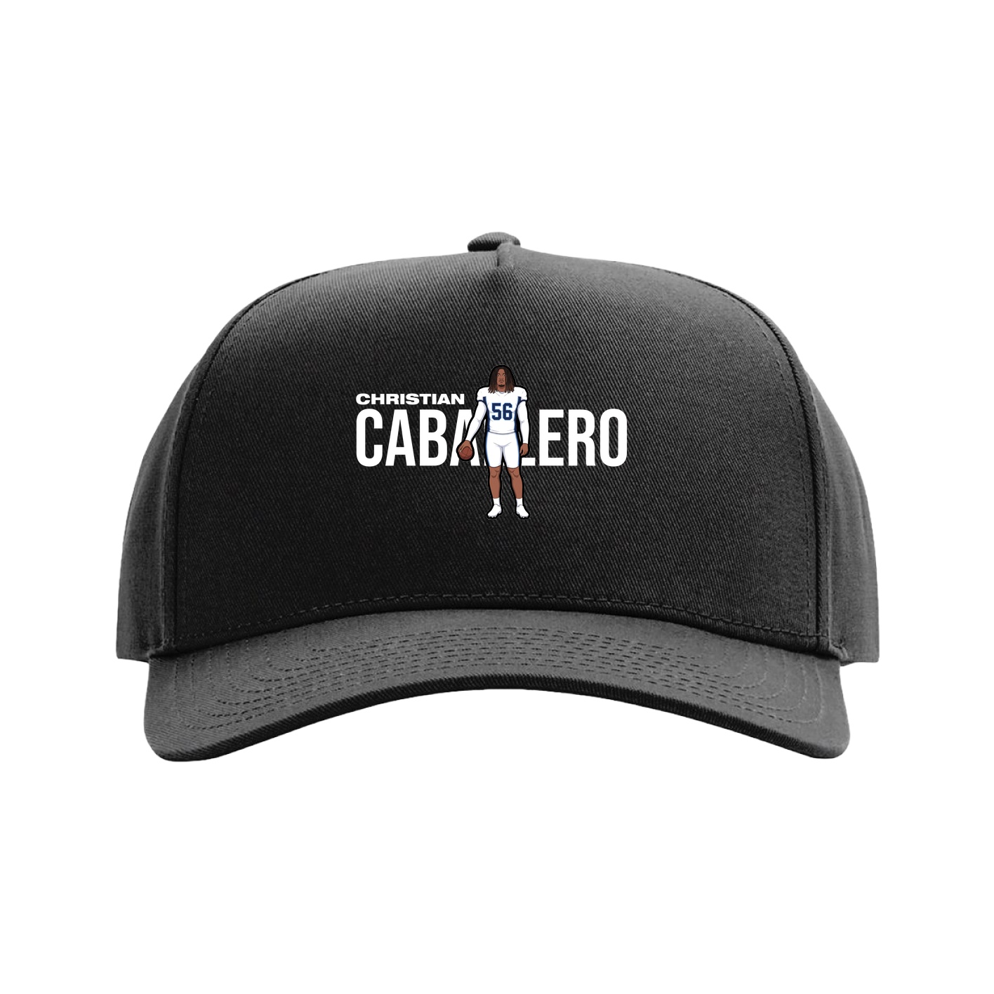 Full Fabric Five-Panel Champ Cap — Player Name in Black