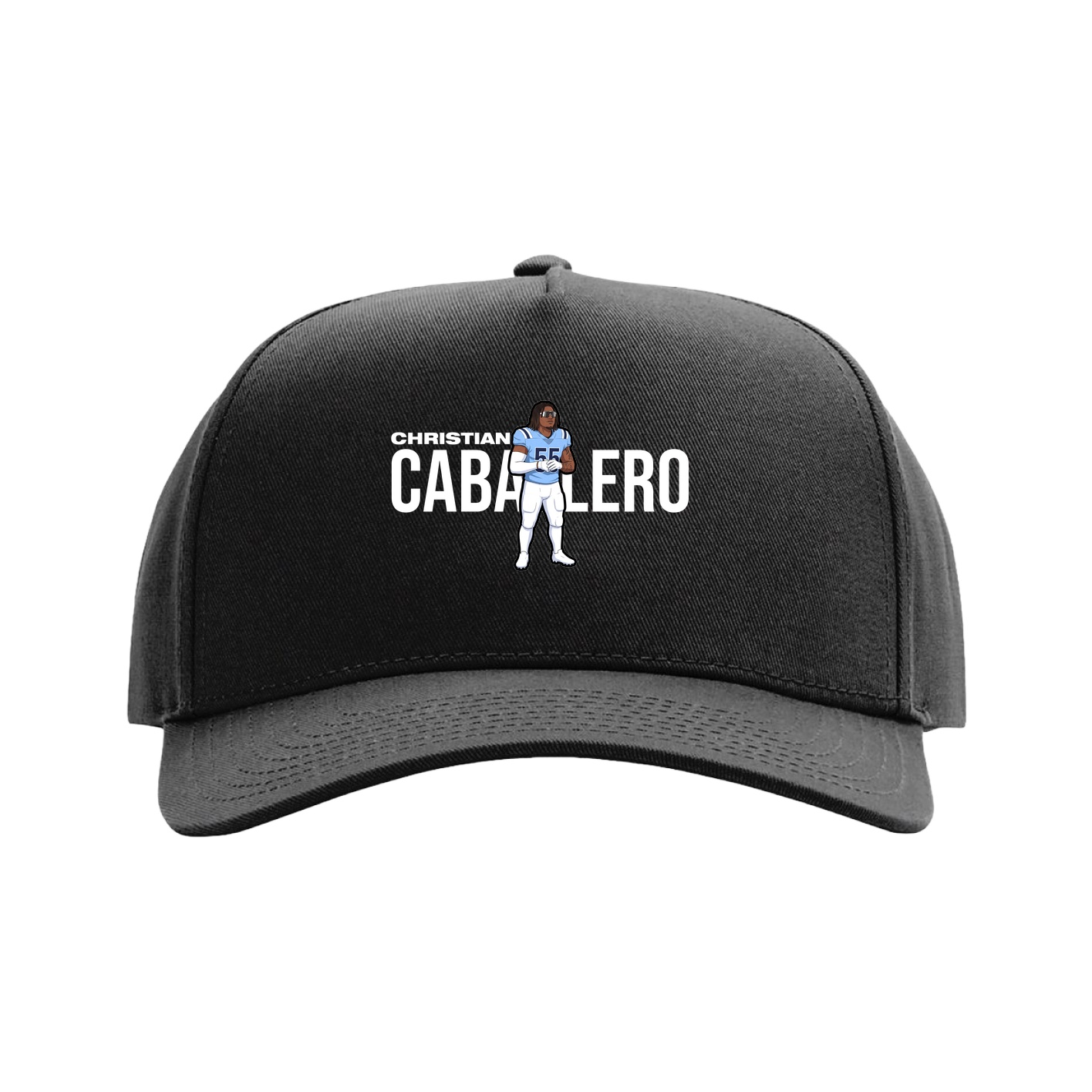Full Fabric Five-Panel Champ Cap — Player Name in Black