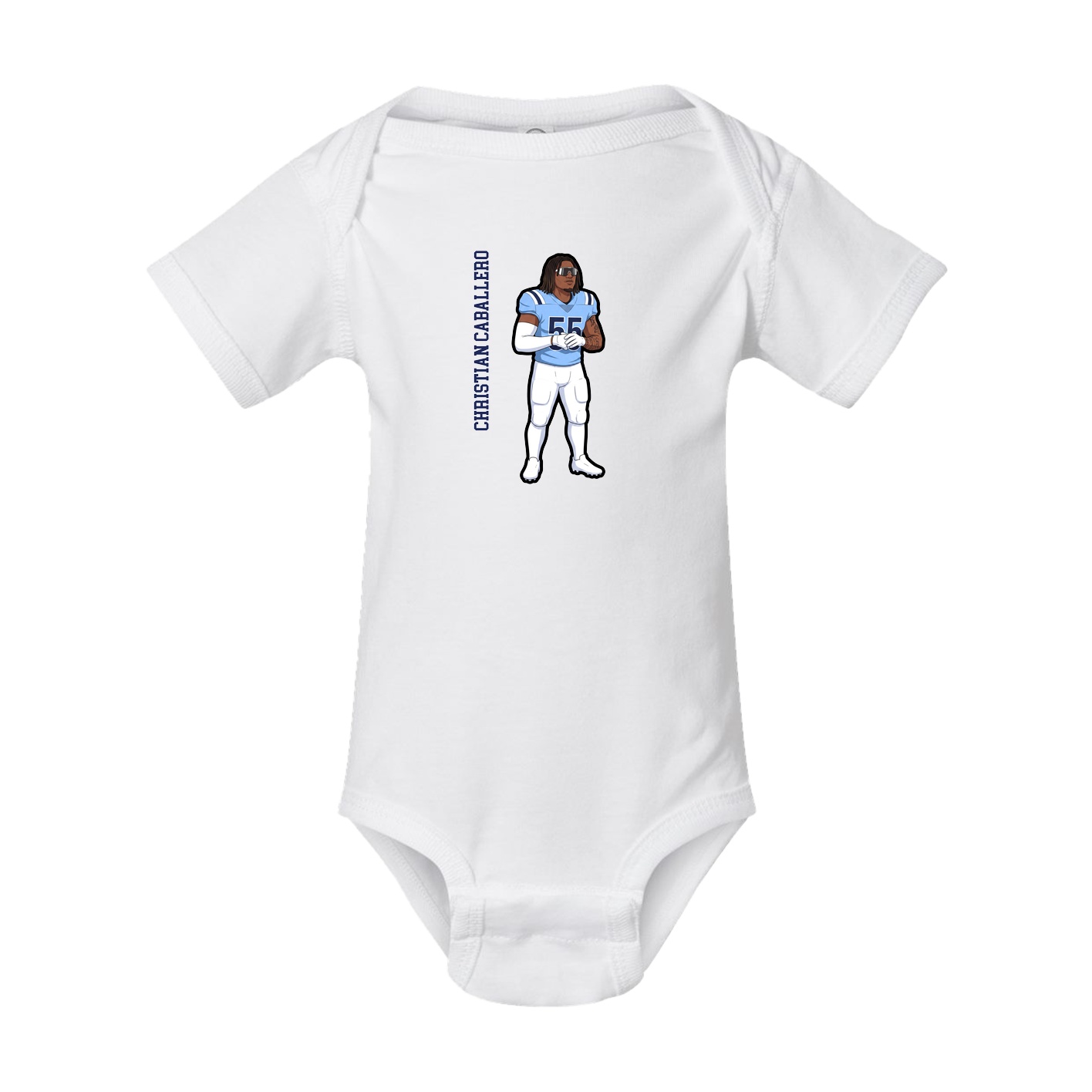 Baby Onesie — Name Vertical in White
