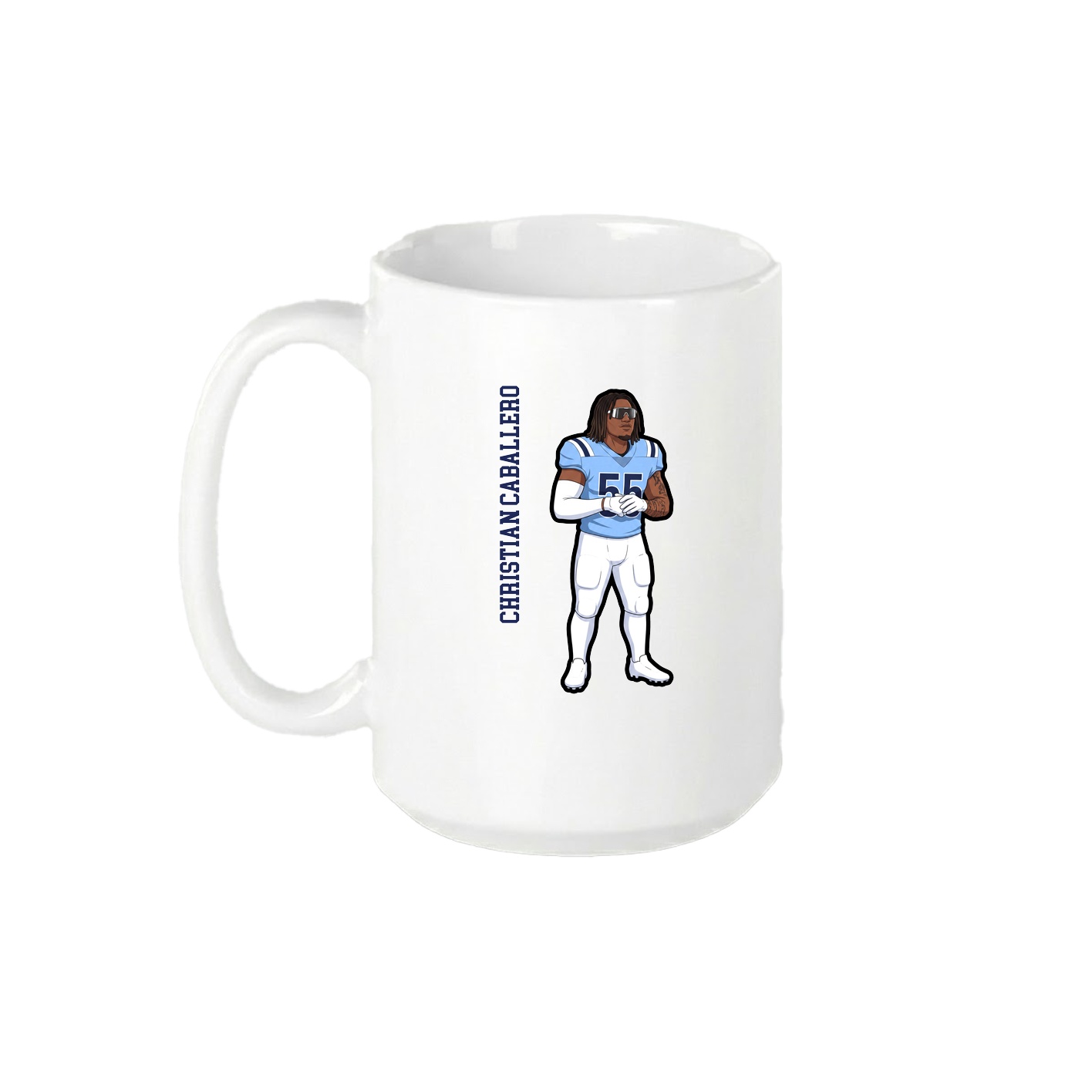 15oz Coffee Mug — Name Vertical in White