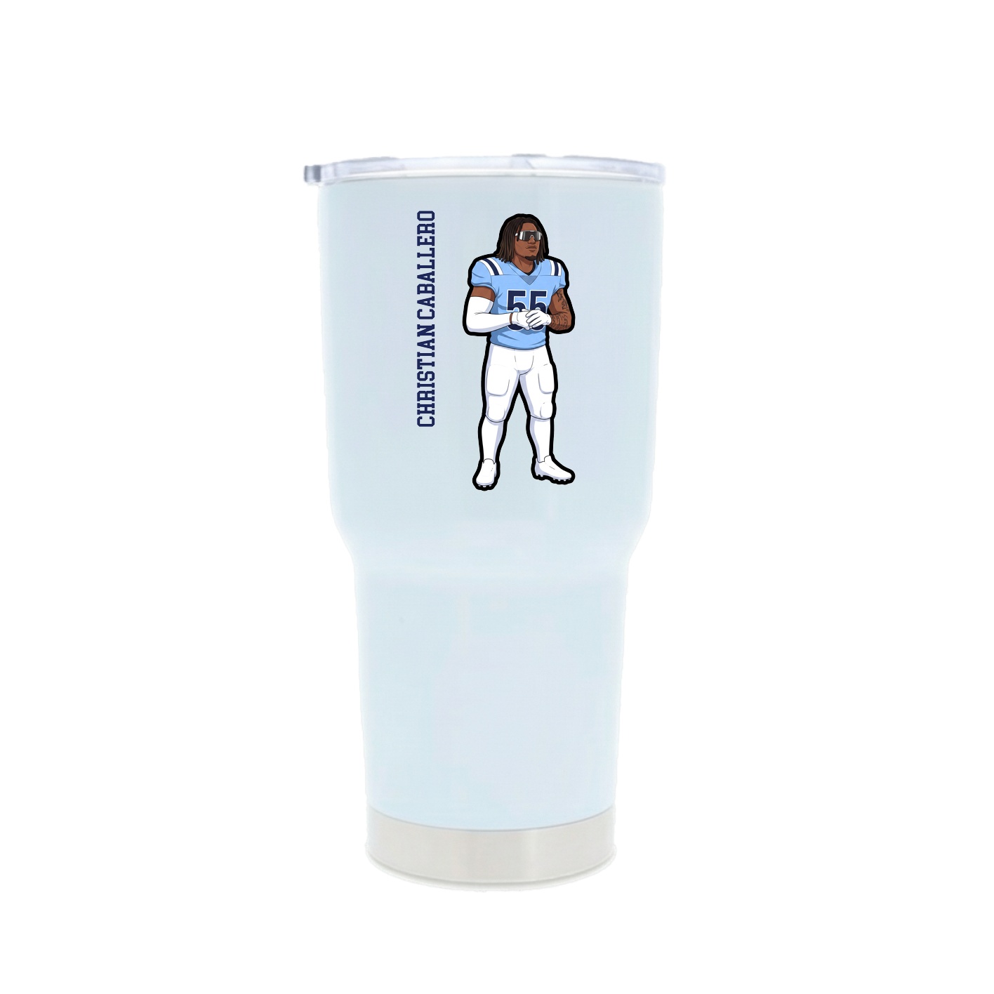 30oz Stainless Steel Tumbler — Name Vertical in White