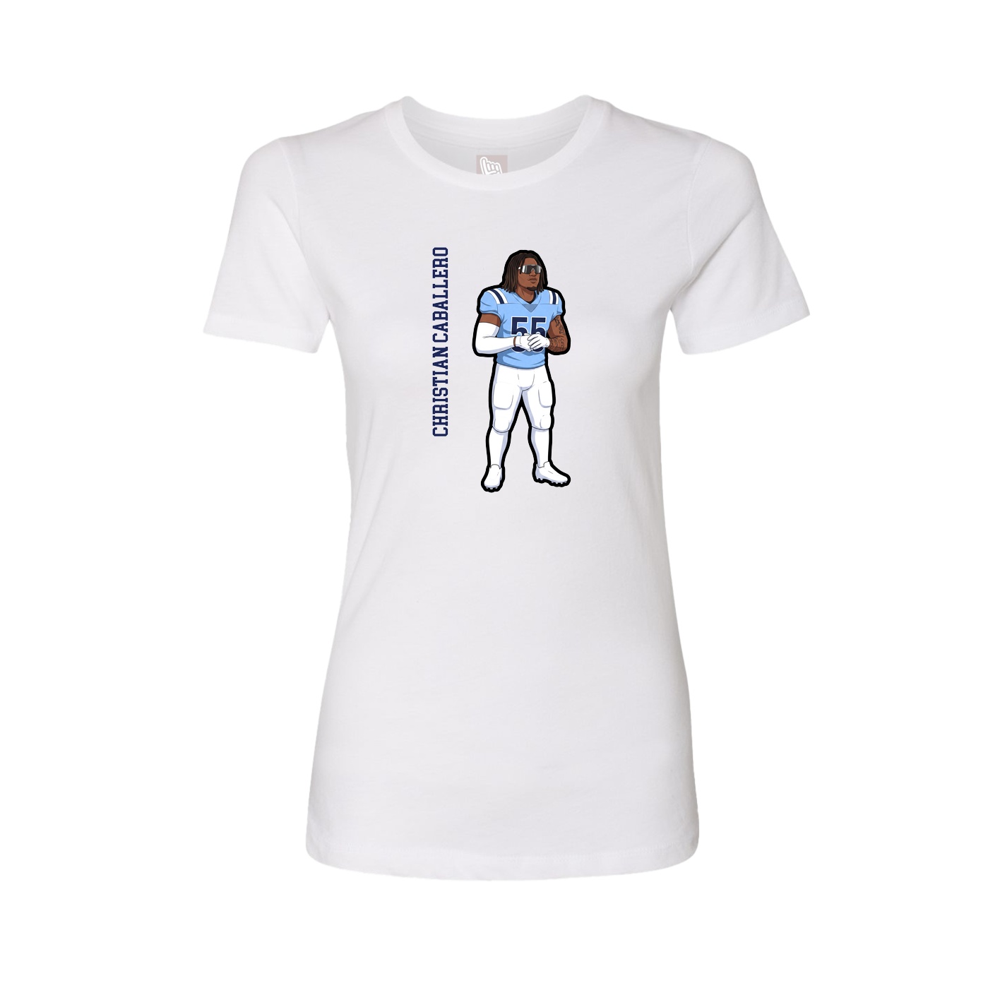 Fitted Women's Tee — Name Vertical in White