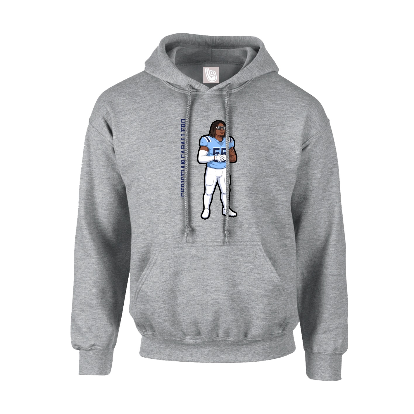 Hoodie — Name Vertical in Grey