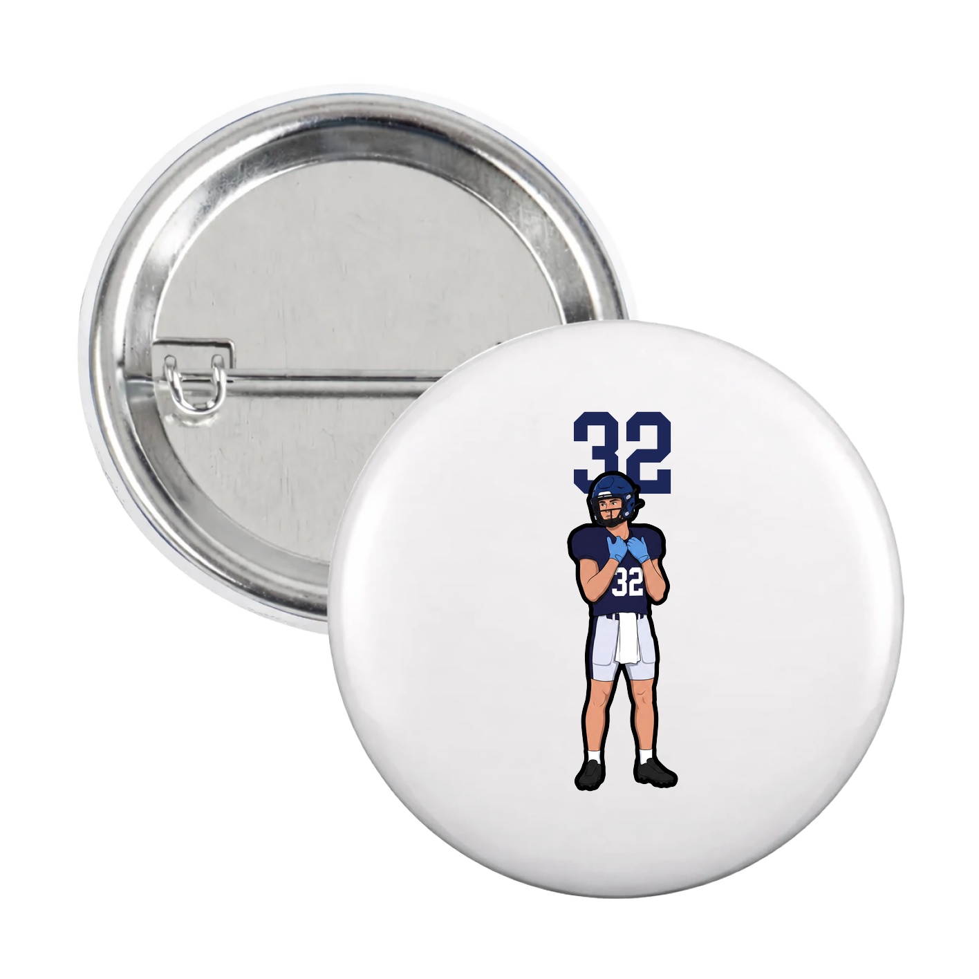 Game Day Button — Number Top in White