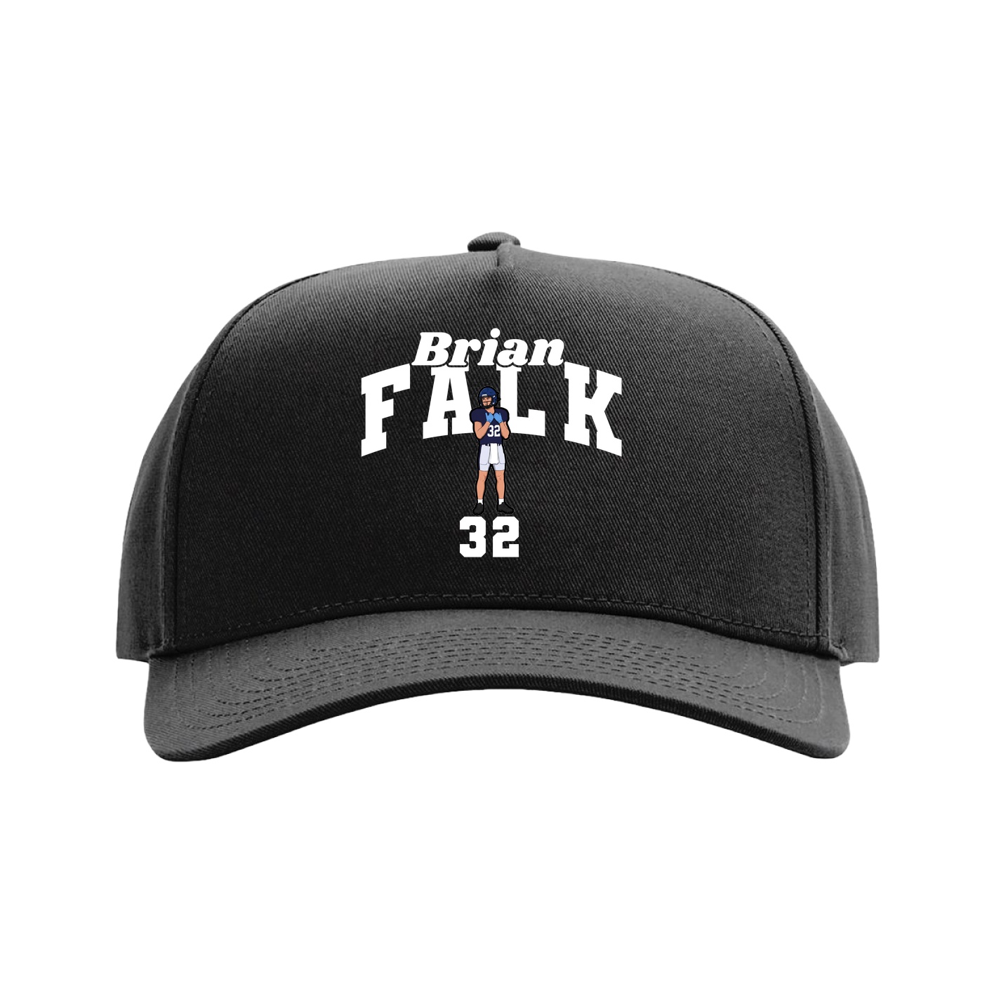 Full Fabric Five-Panel Champ Cap — Signature Arch in Black
