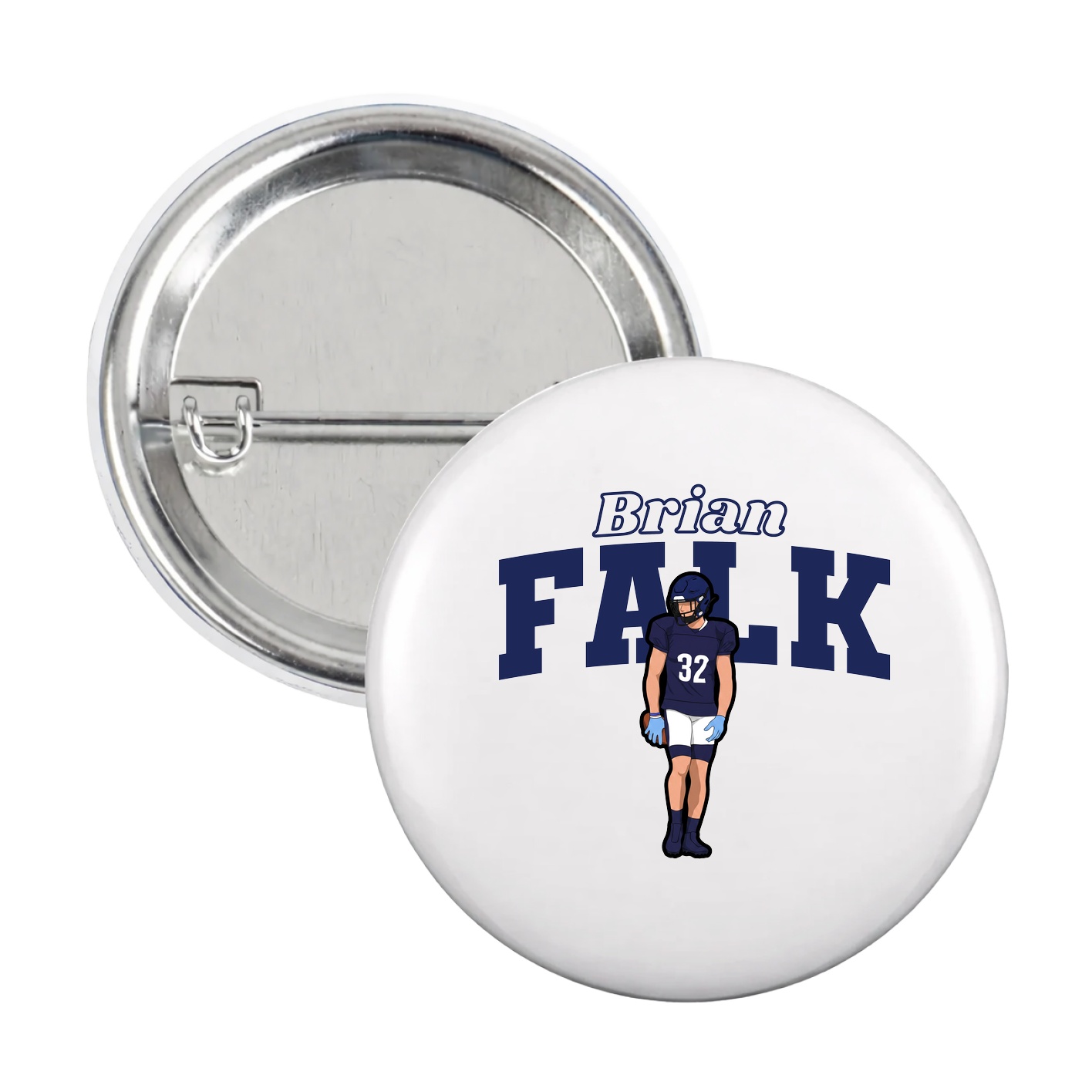 Game Day Button — Name Arch in White