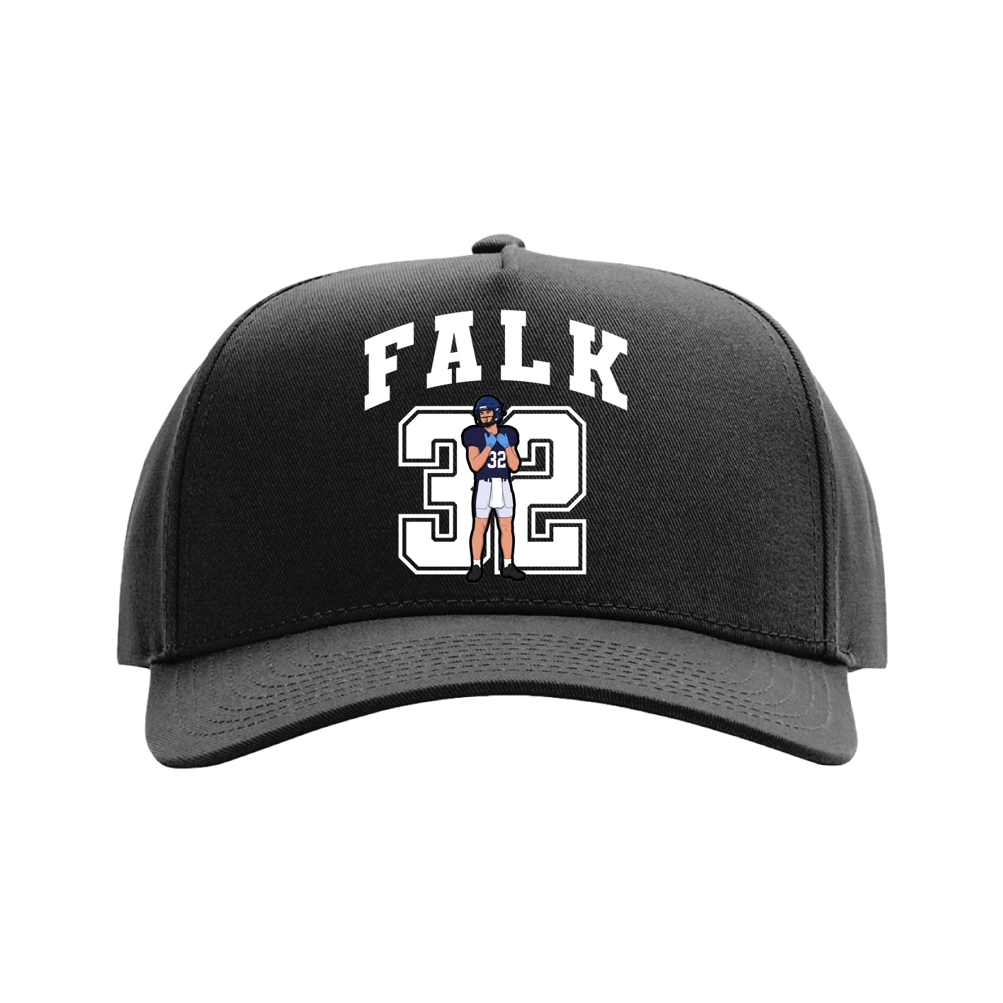 Full Fabric Five-Panel Champ Cap — Number in Black