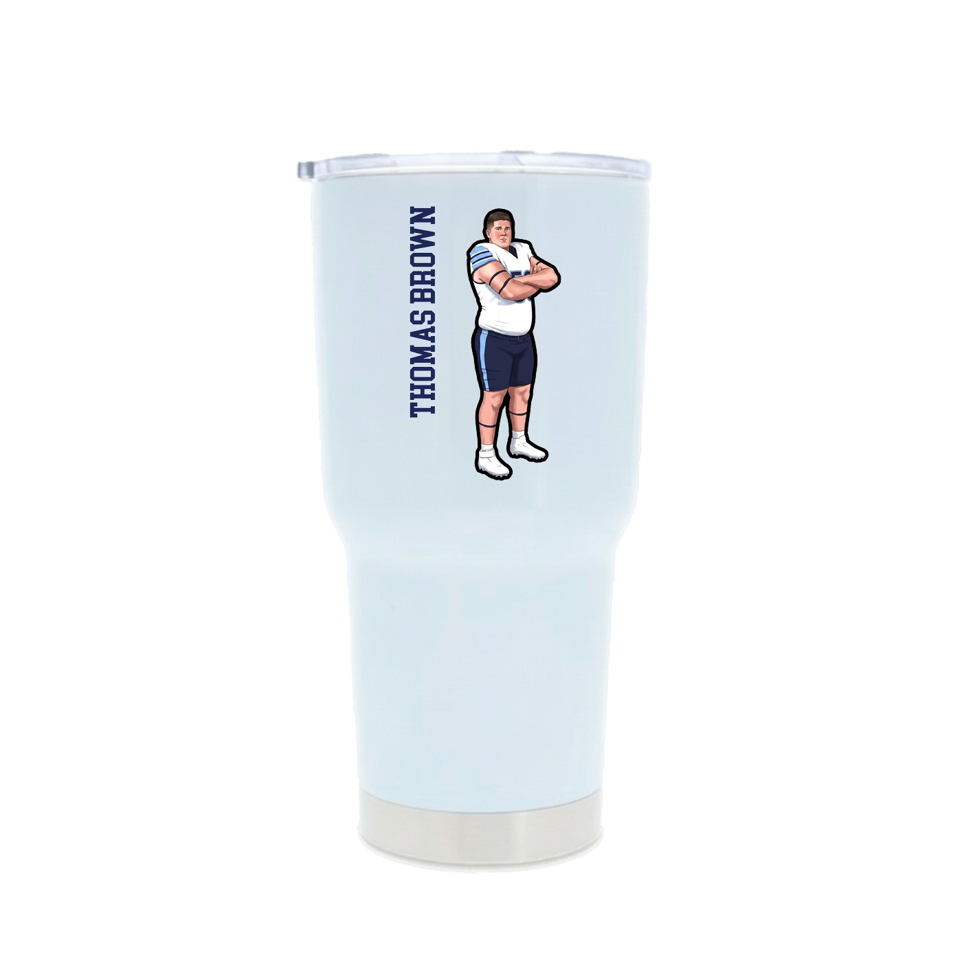 30oz Stainless Steel Tumbler — Name Vertical in White