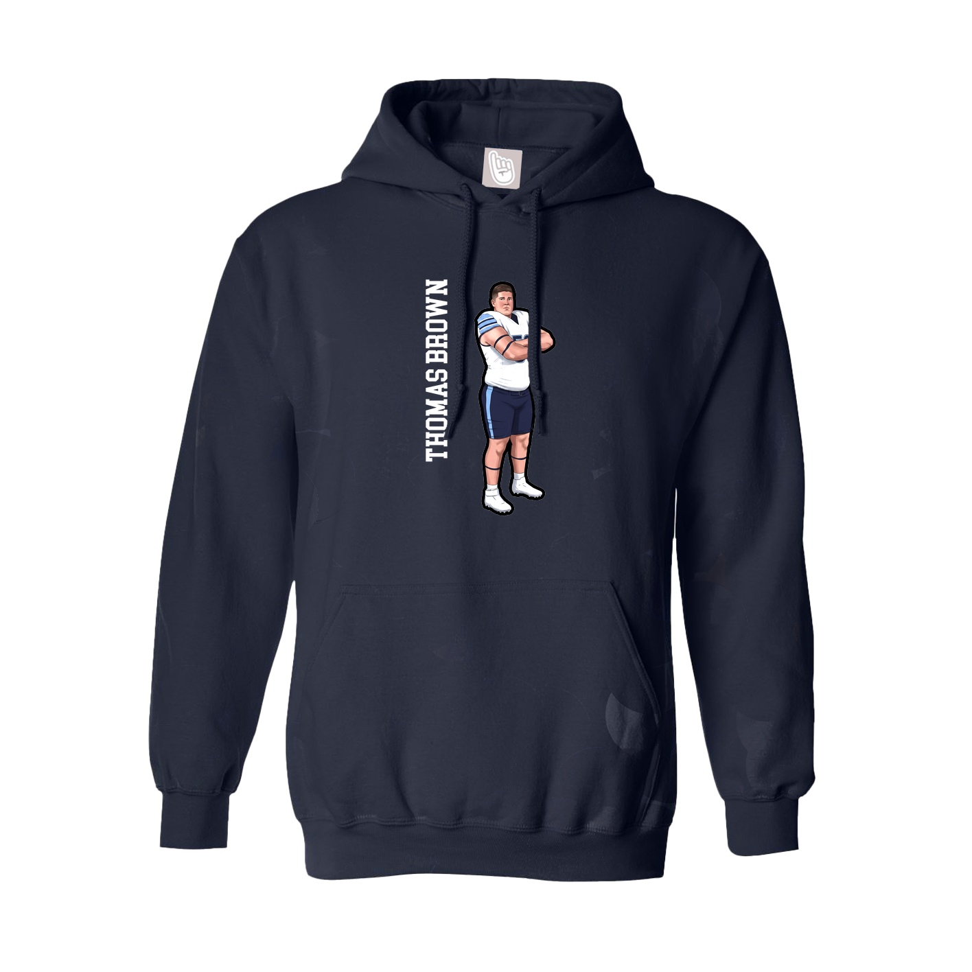 Hoodie — Name Vertical in Navy