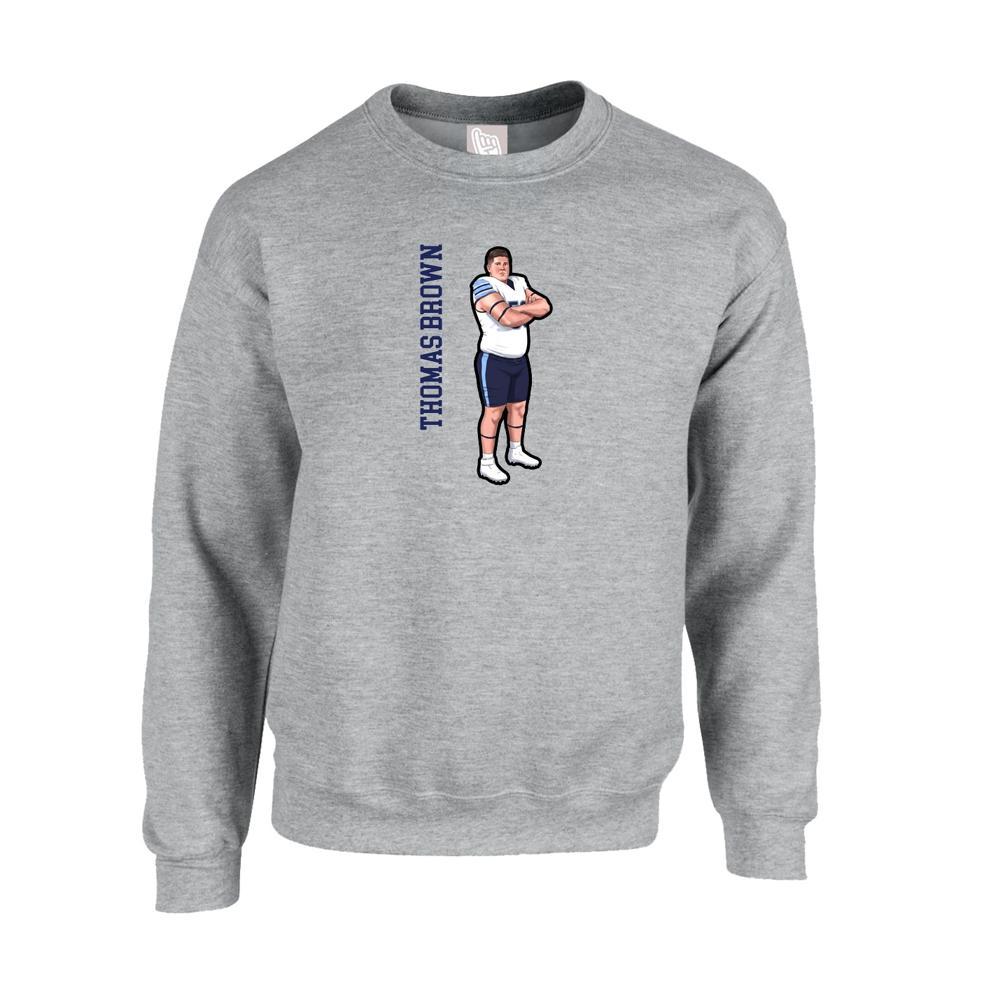Fleece Crew — Name Vertical in Grey