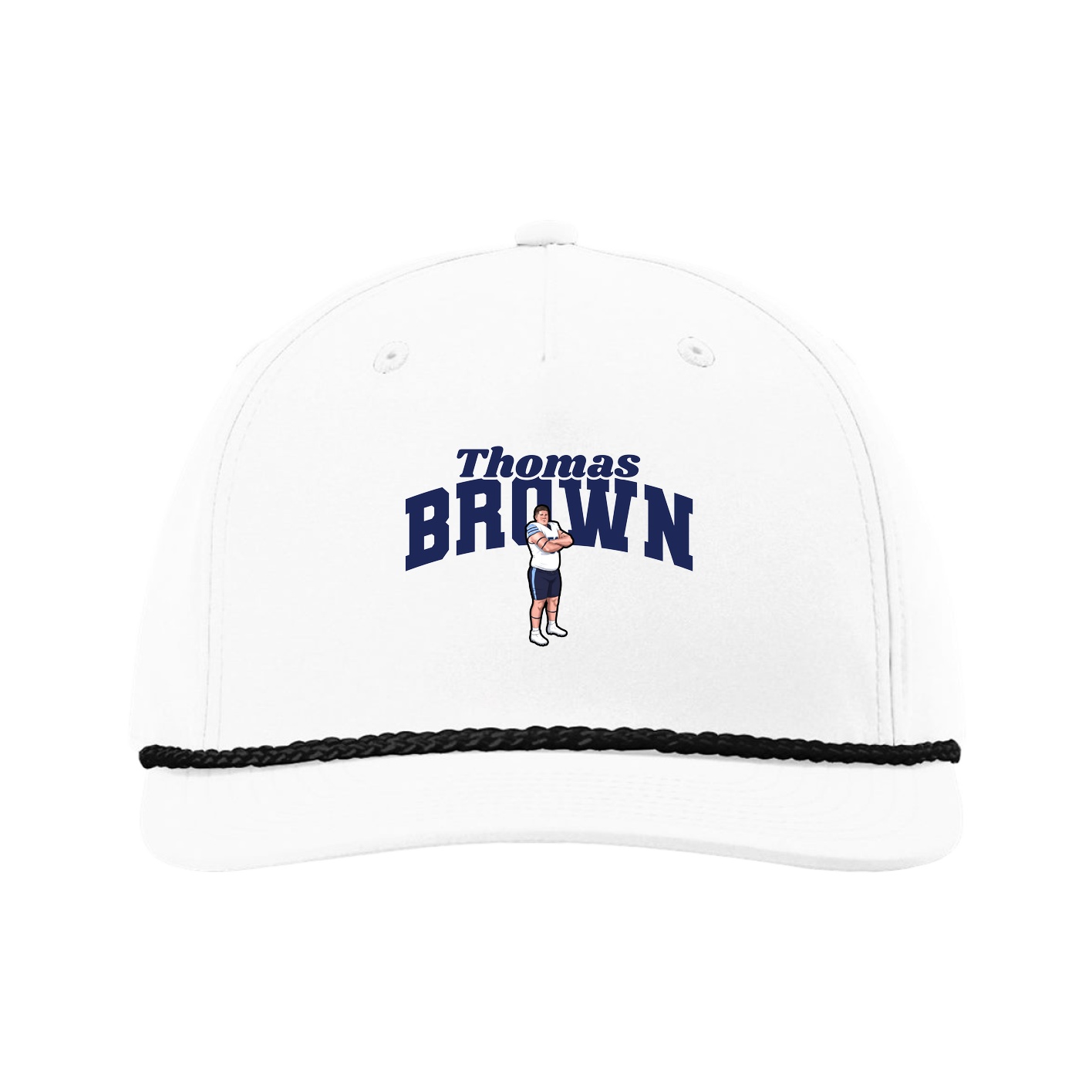 Five-Panel Classic Rope Cap — Signature Arch in White