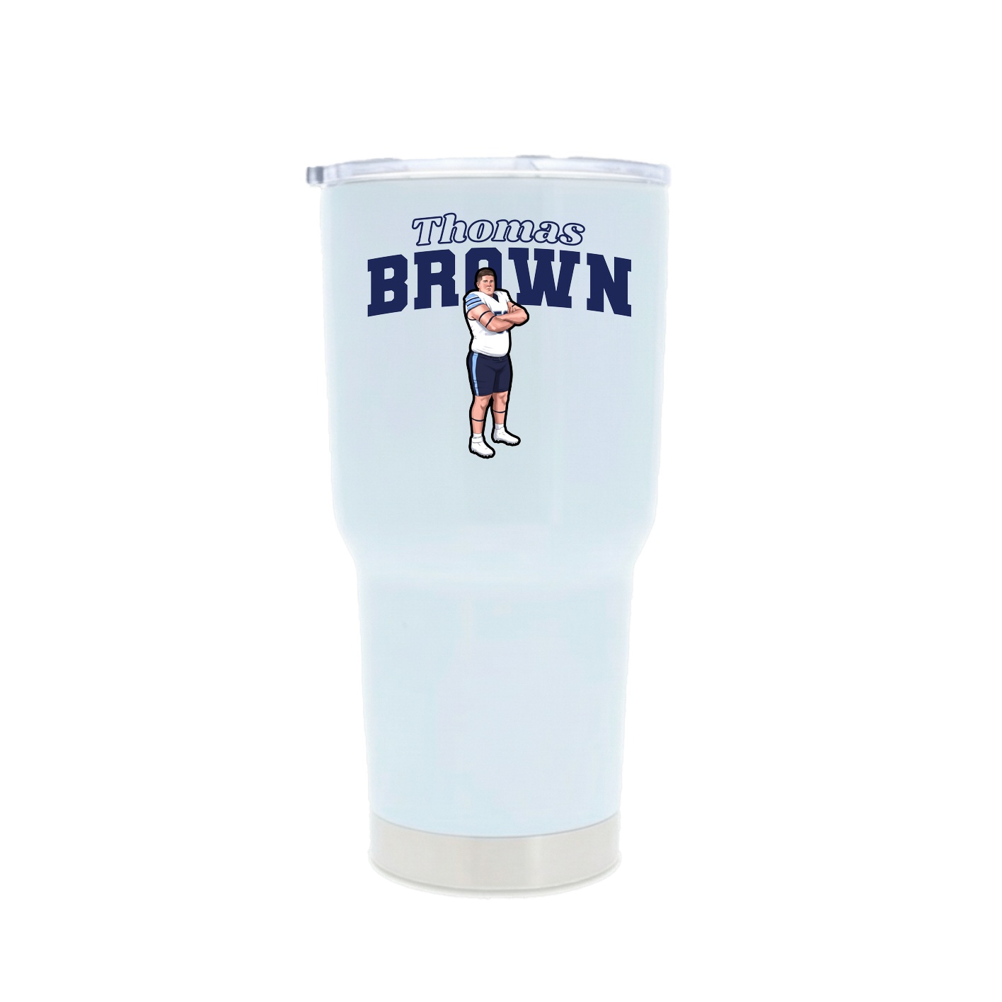 30oz Stainless Steel Tumbler — Name Arch in White