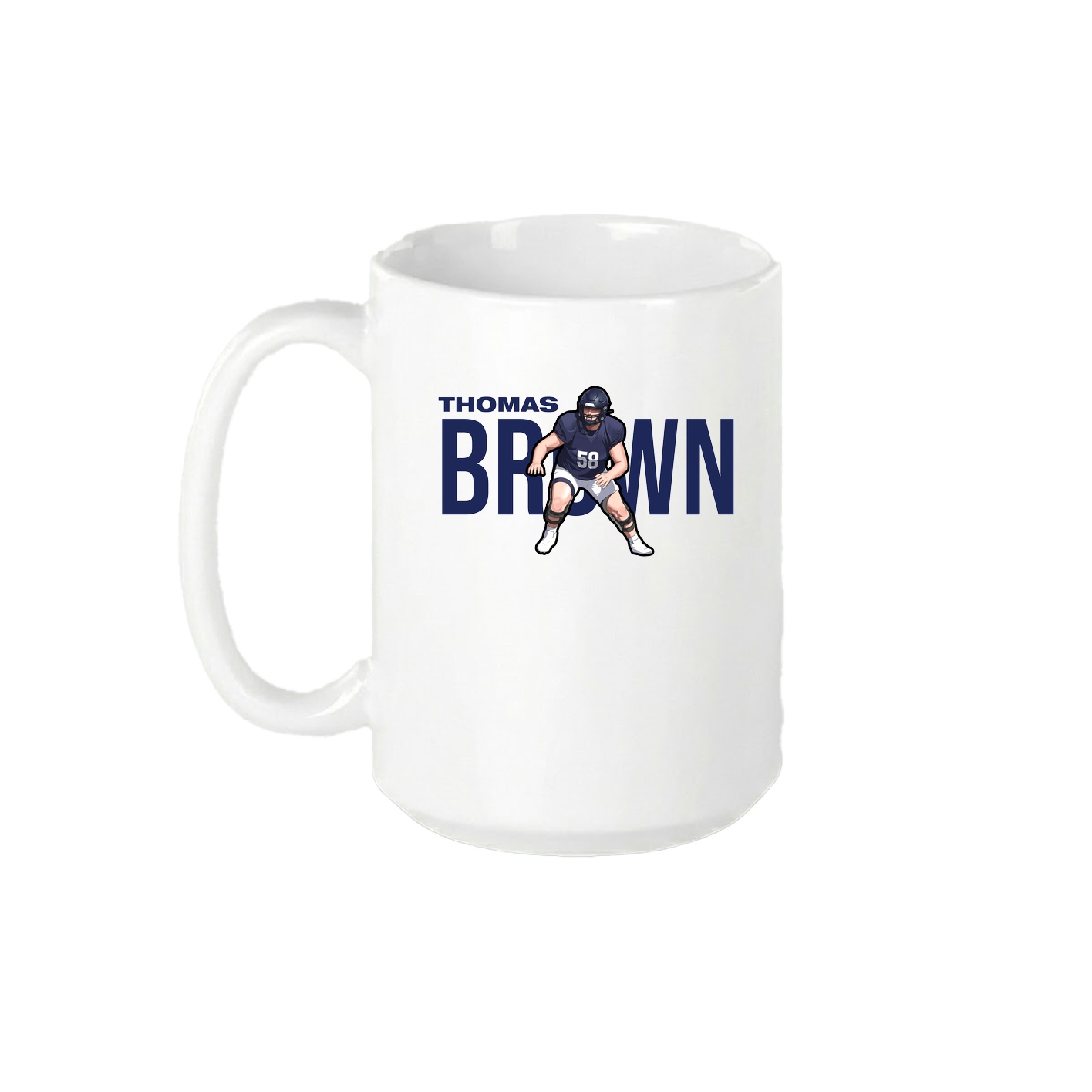 15oz Coffee Mug — Player Name in White