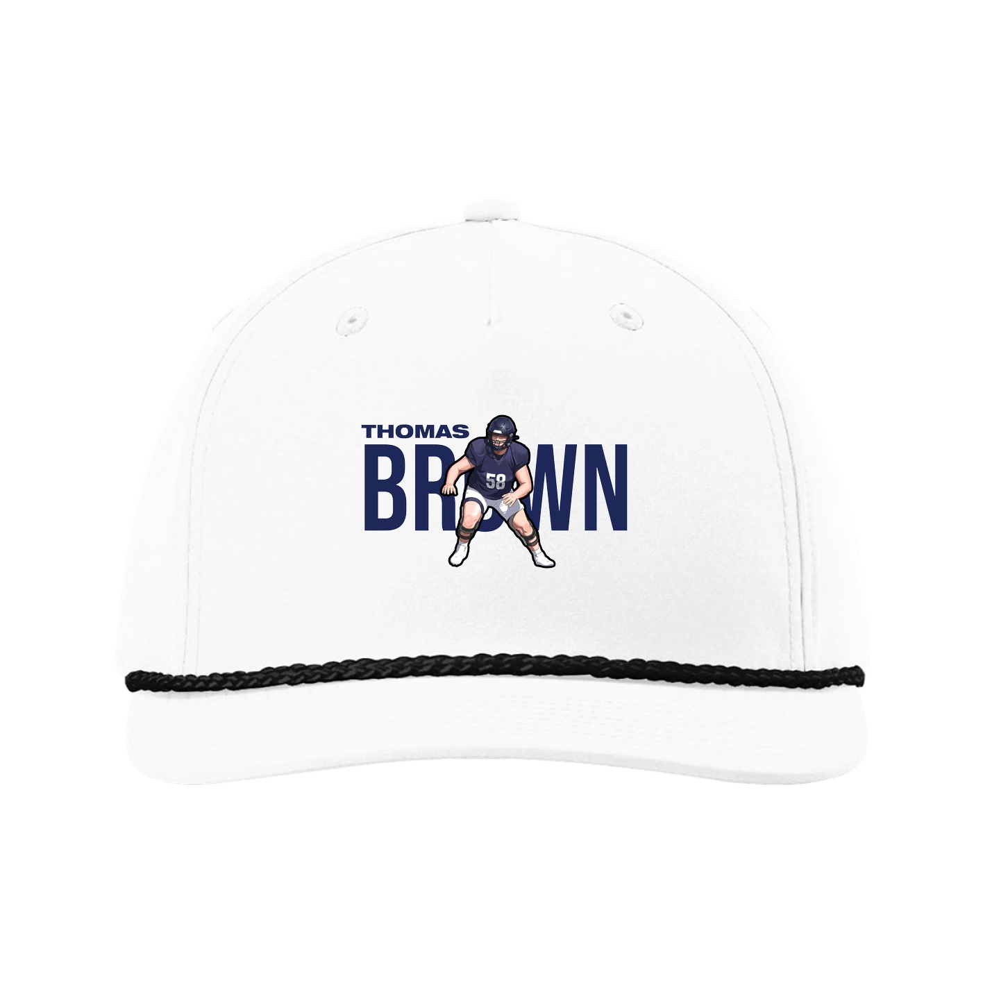 Five-Panel Classic Rope Cap — Player Name in White