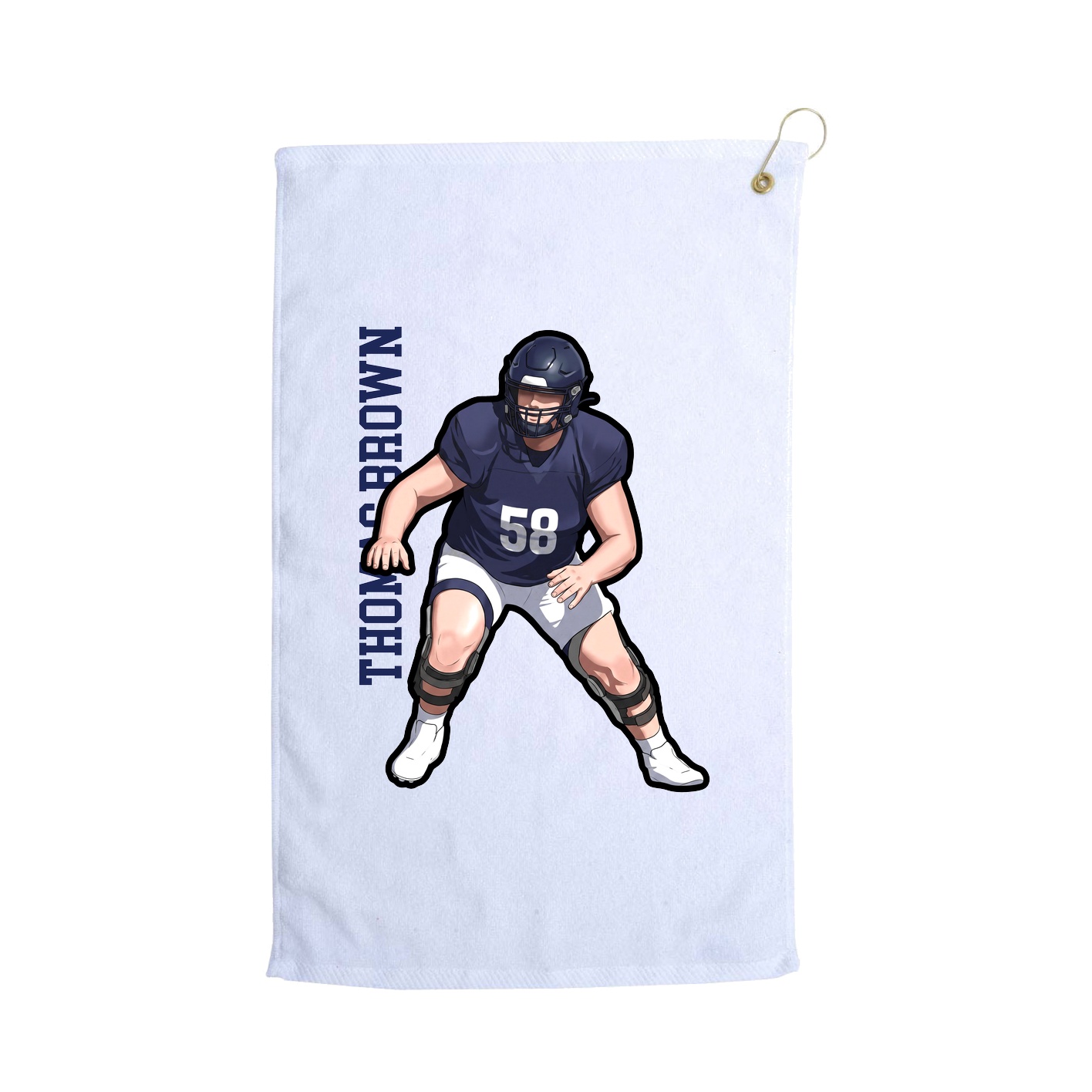 Golf Towel — Name Vertical in White