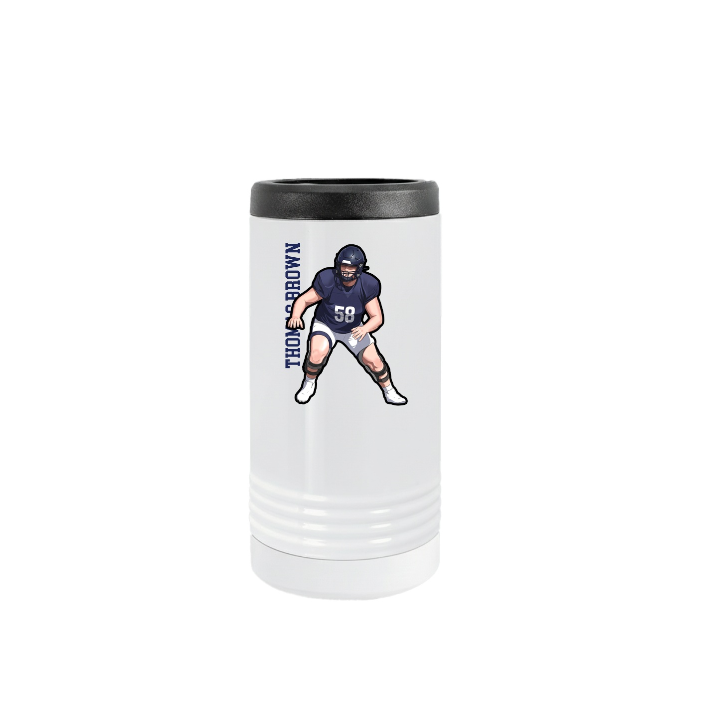 Slim Beverage Holder — Name Vertical in White