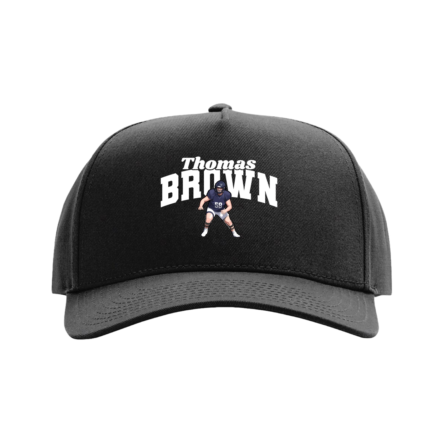 Full Fabric Five-Panel Champ Cap — Signature Arch in Black