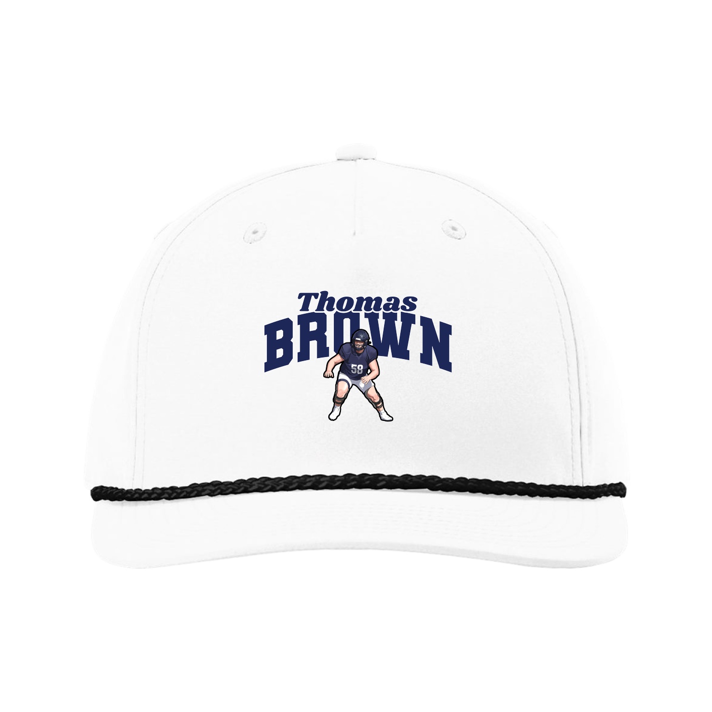 Five-Panel Classic Rope Cap — Signature Arch in White
