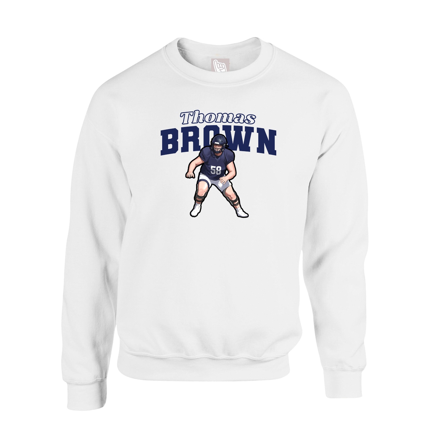 Fleece Crew — Name Arch in White