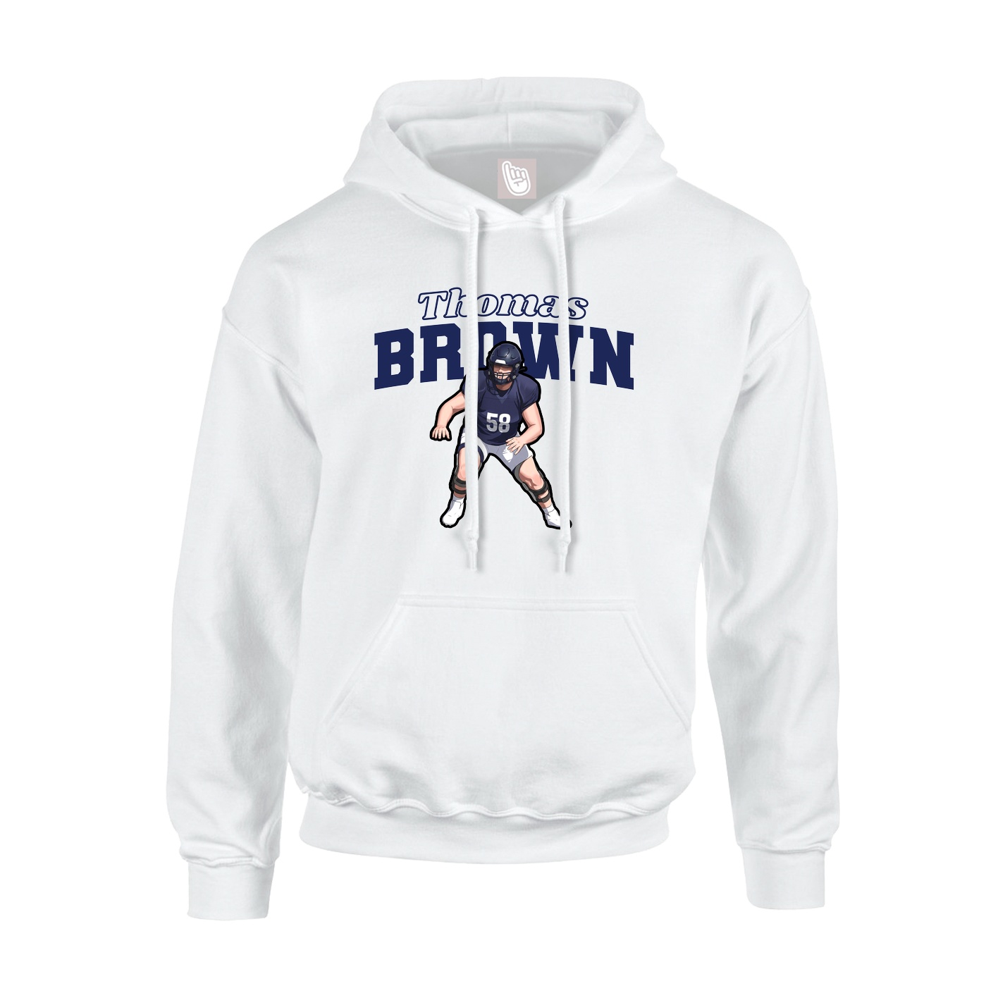 Youth Hoodie — Name Arch in White