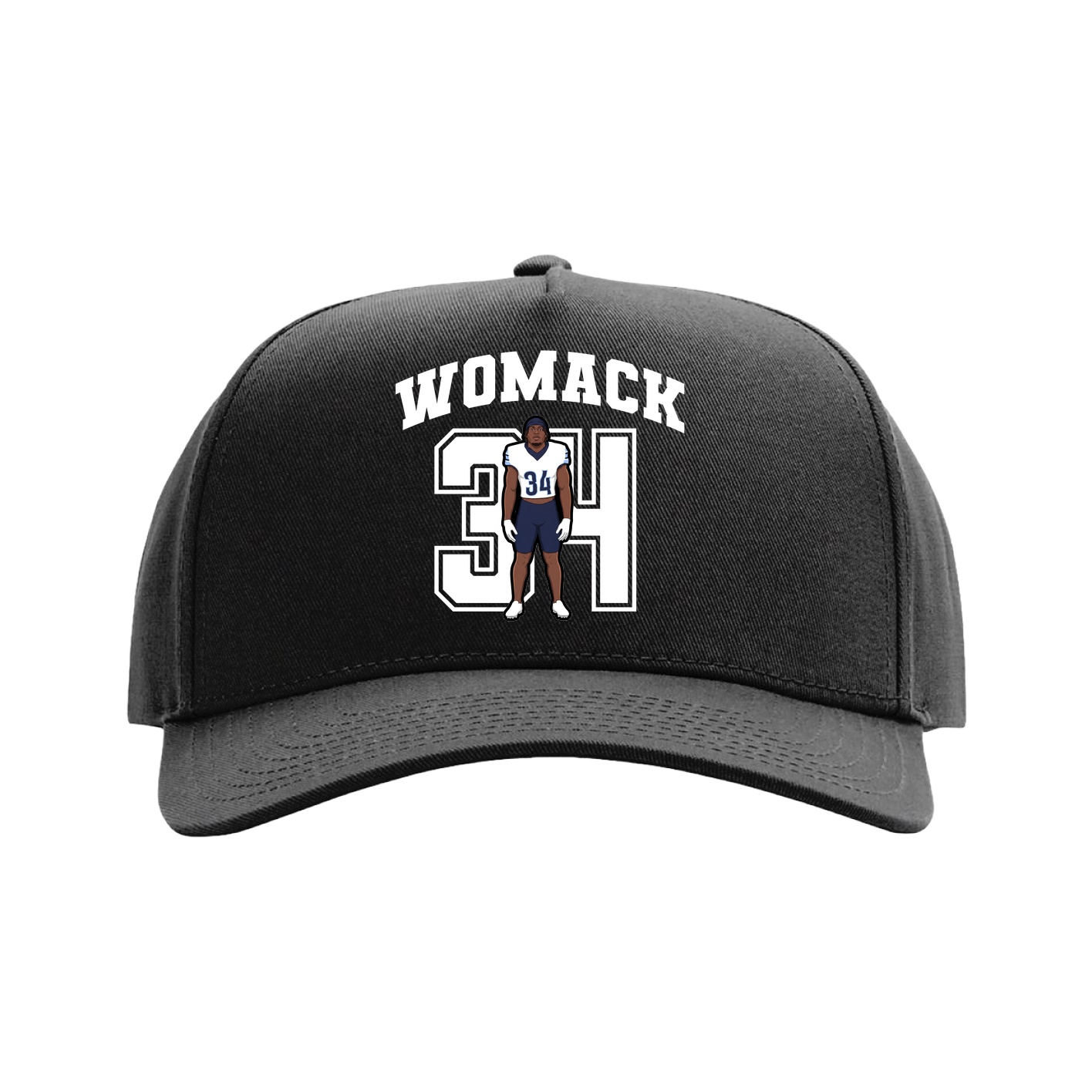 Full Fabric Five-Panel Champ Cap — Number in Black