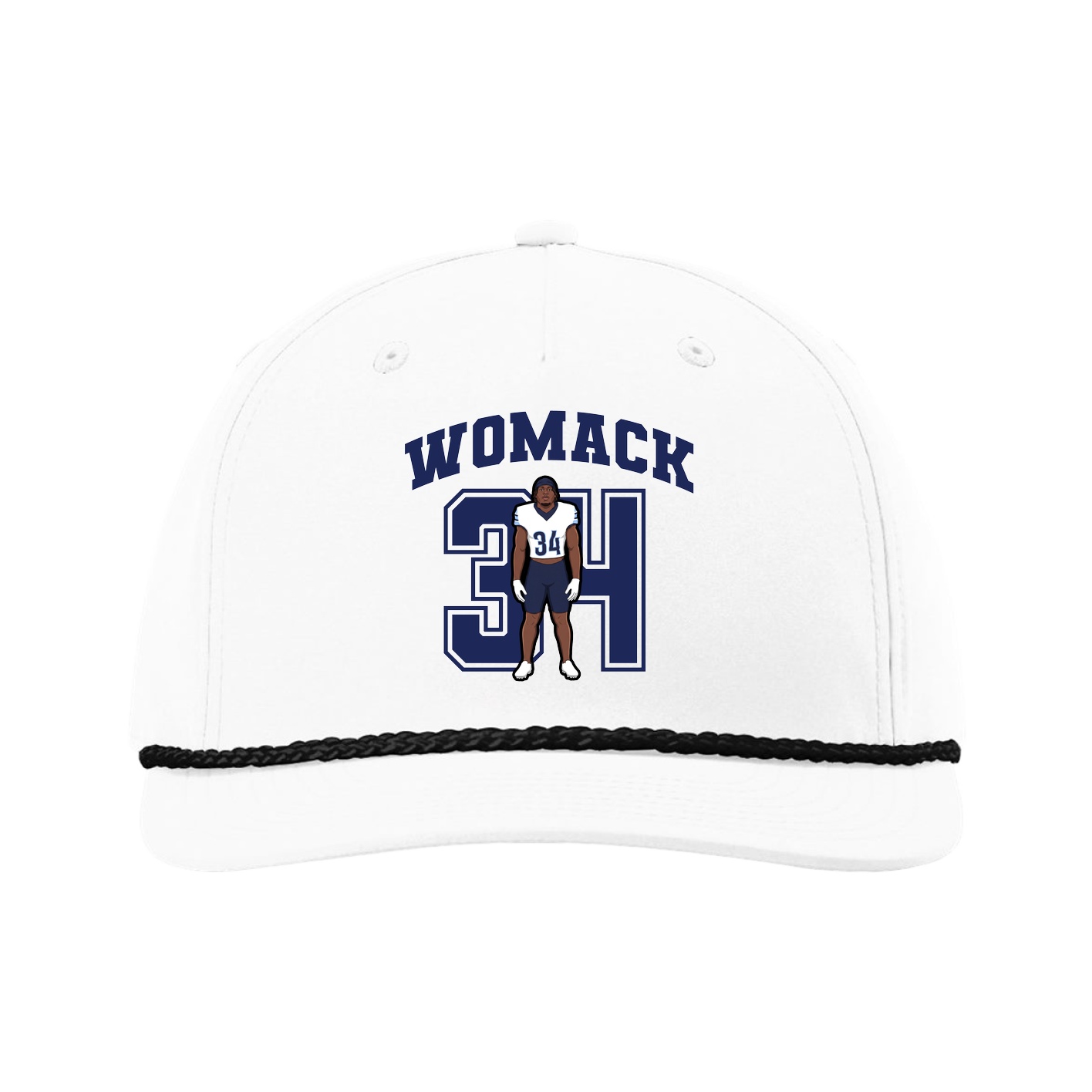 Five-Panel Classic Rope Cap — Number in White
