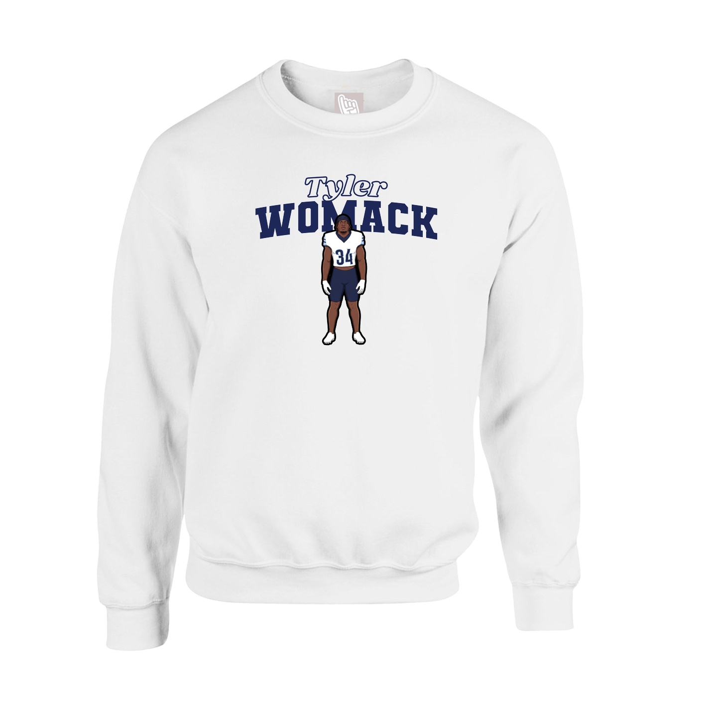 Fleece Crew — Name Arch in White