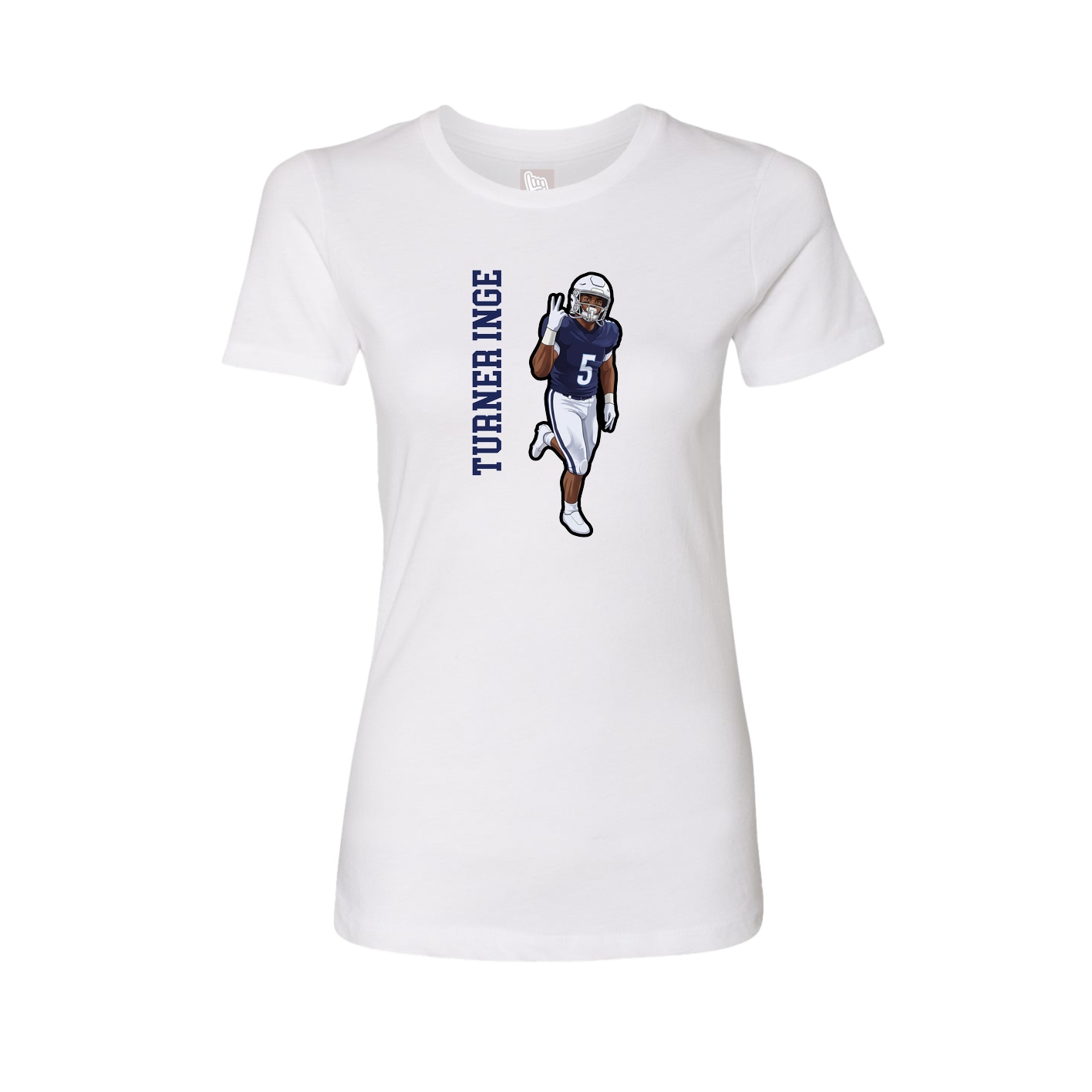 Fitted Women's Tee — Name Vertical in White