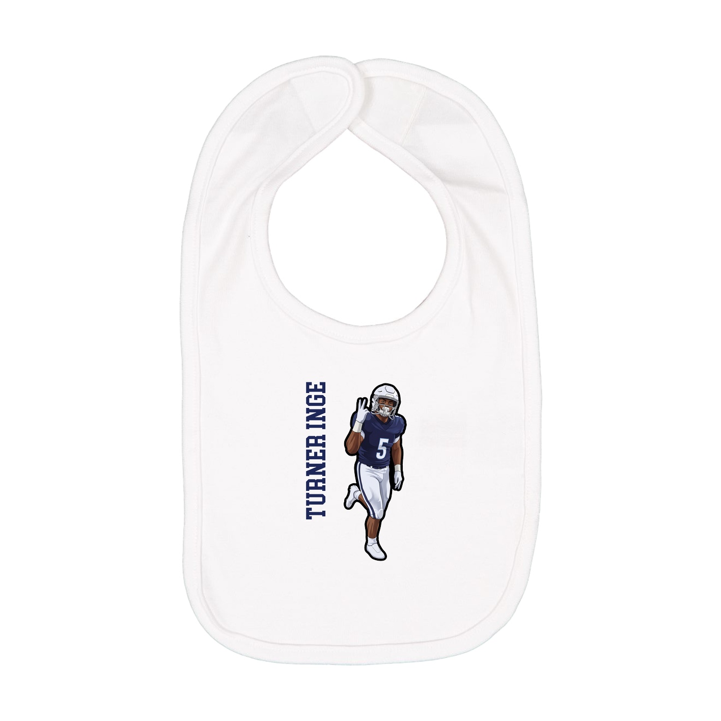 Infant Bib — Name Vertical in White