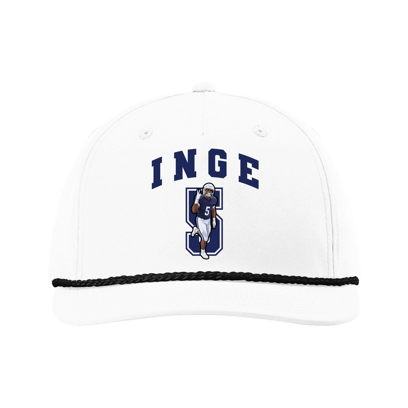 Five-Panel Classic Rope Cap — Number in White