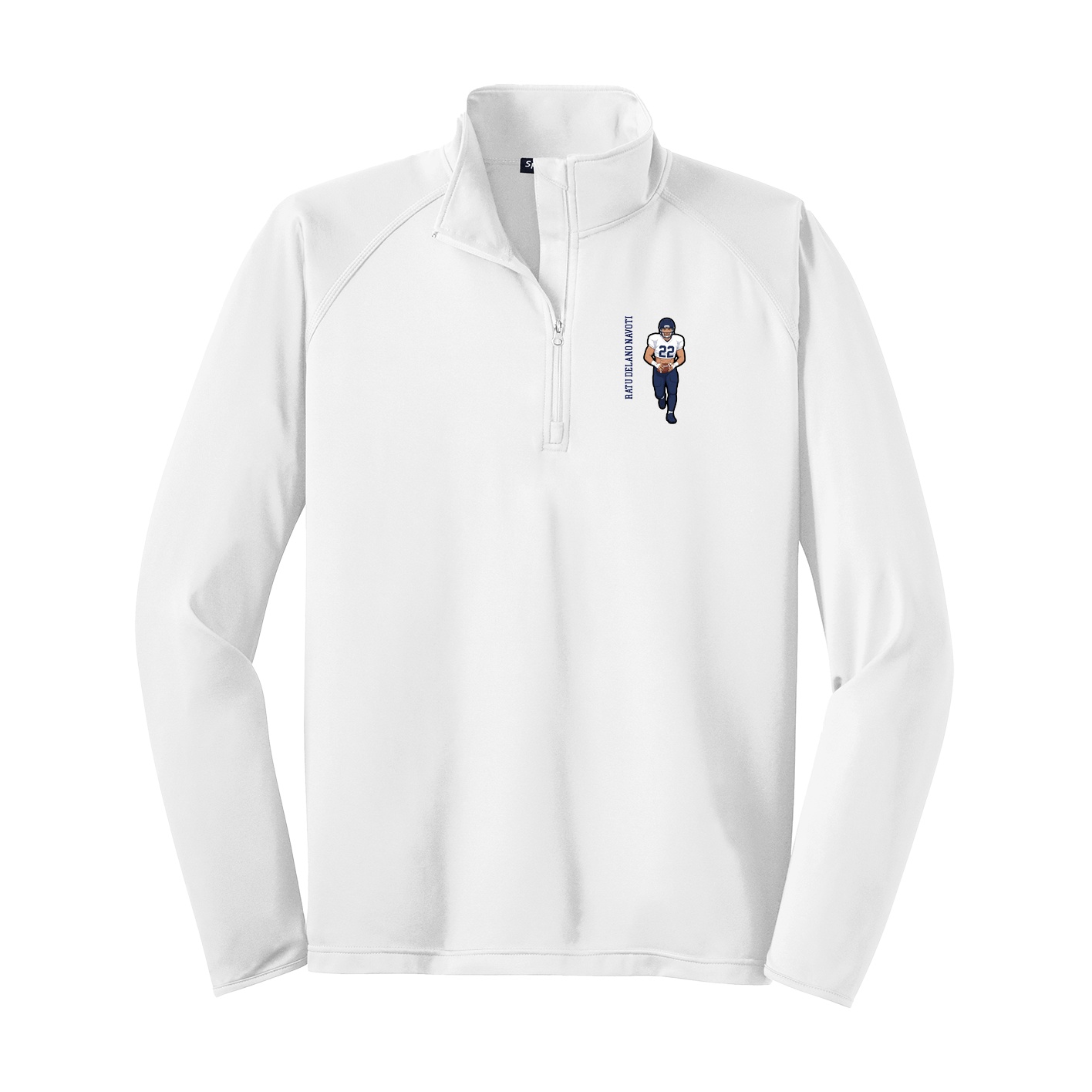 Q-Zip Pullover — Name Vertical in White