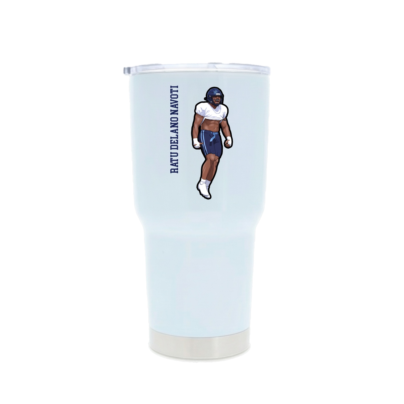 30oz Stainless Steel Tumbler — Name Vertical in White