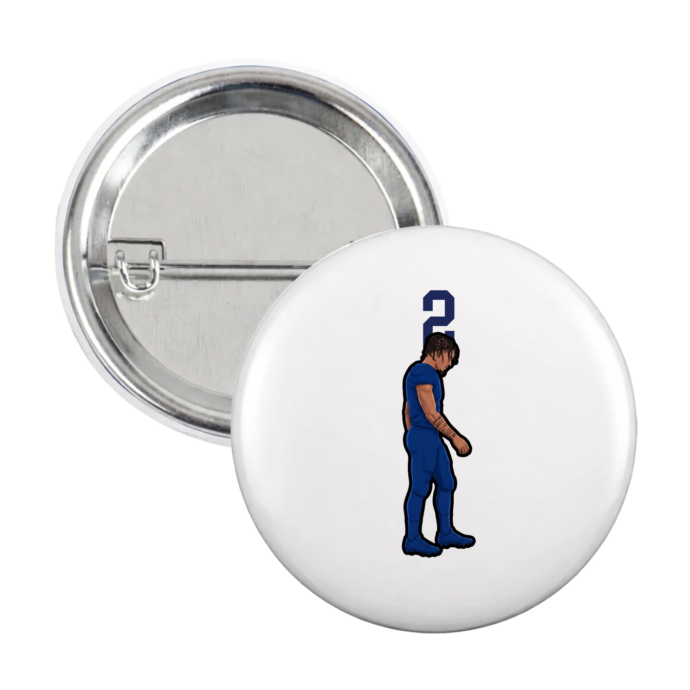 Game Day Button — Number Top in White
