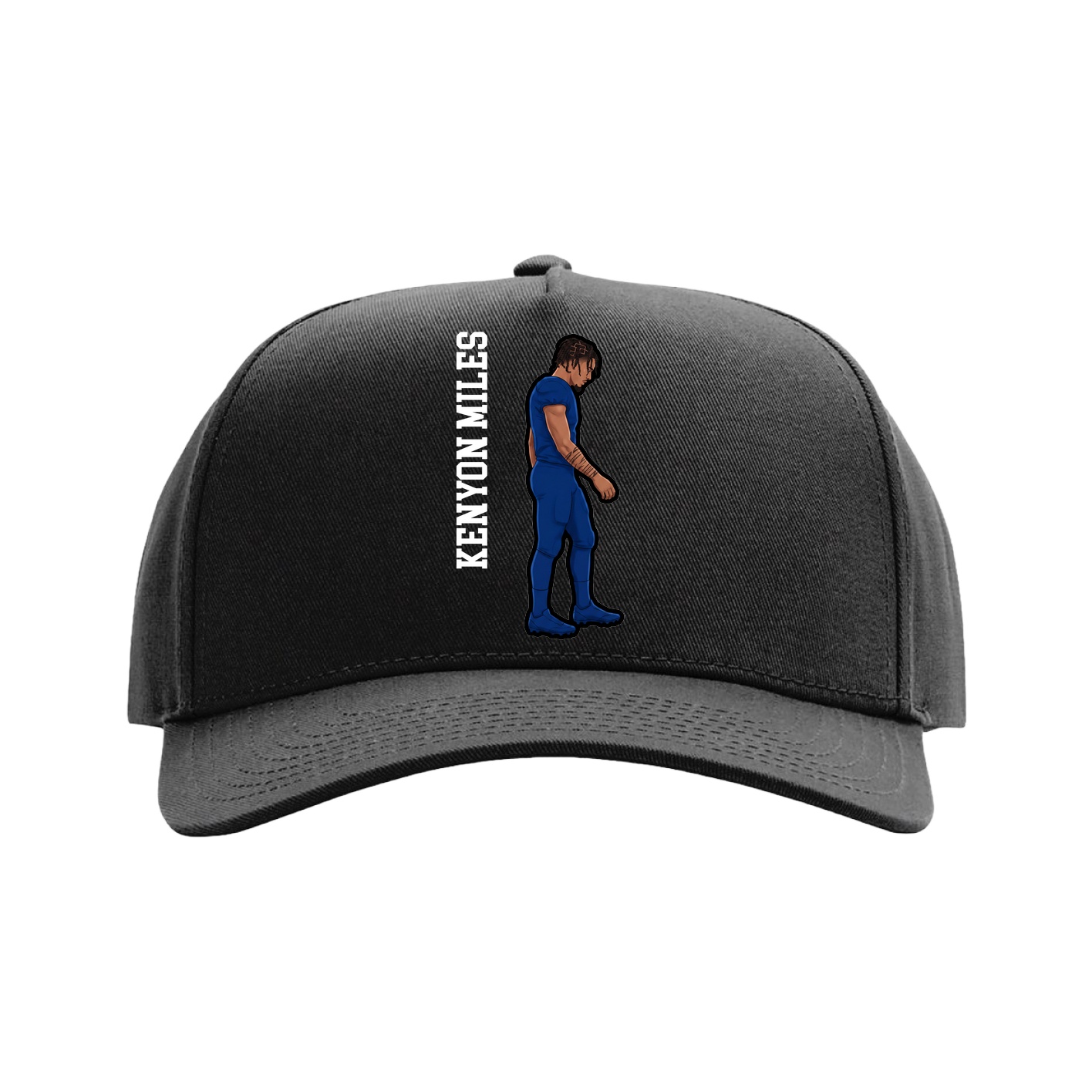 Full Fabric Five-Panel Champ Cap — Name Vertical in Black