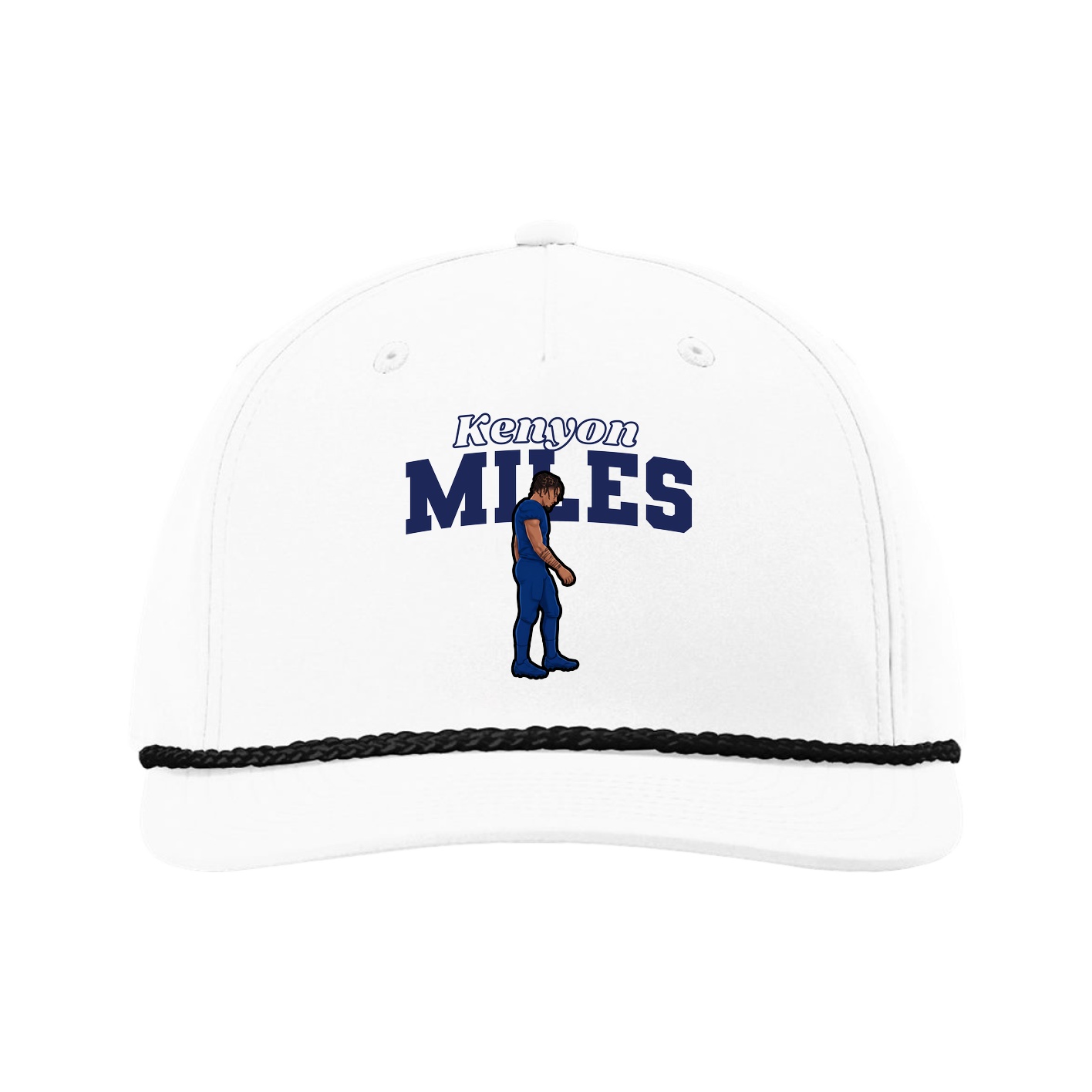 Five-Panel Classic Rope Cap — Name Arch in White