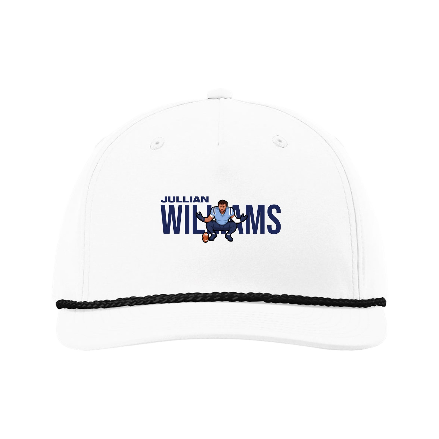 Five-Panel Classic Rope Cap — Player Name in White